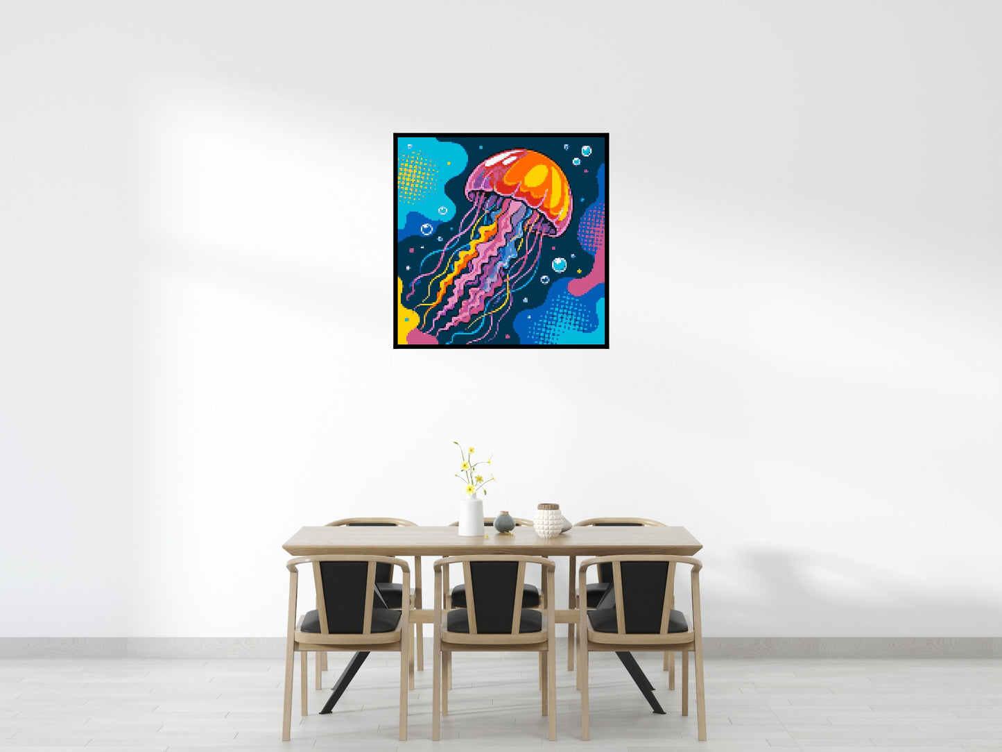 Luminous Deep Sea Jellyfish Pop Art - Brick Art Mosaic Kit 6x6 large