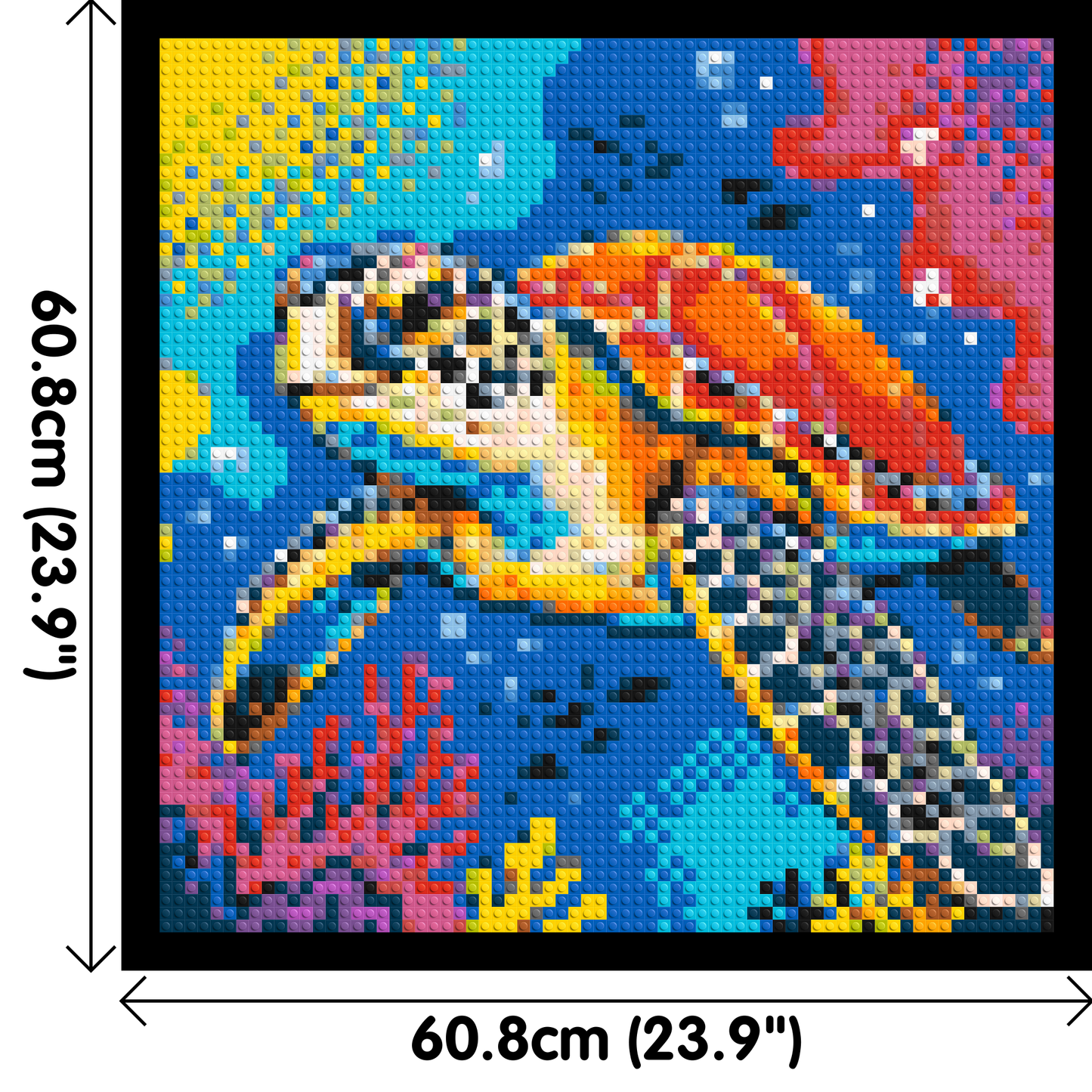 Vibrant Coral Reef Sea Turtle Pop Art - Brick Art Mosaic Kit 3x3 large