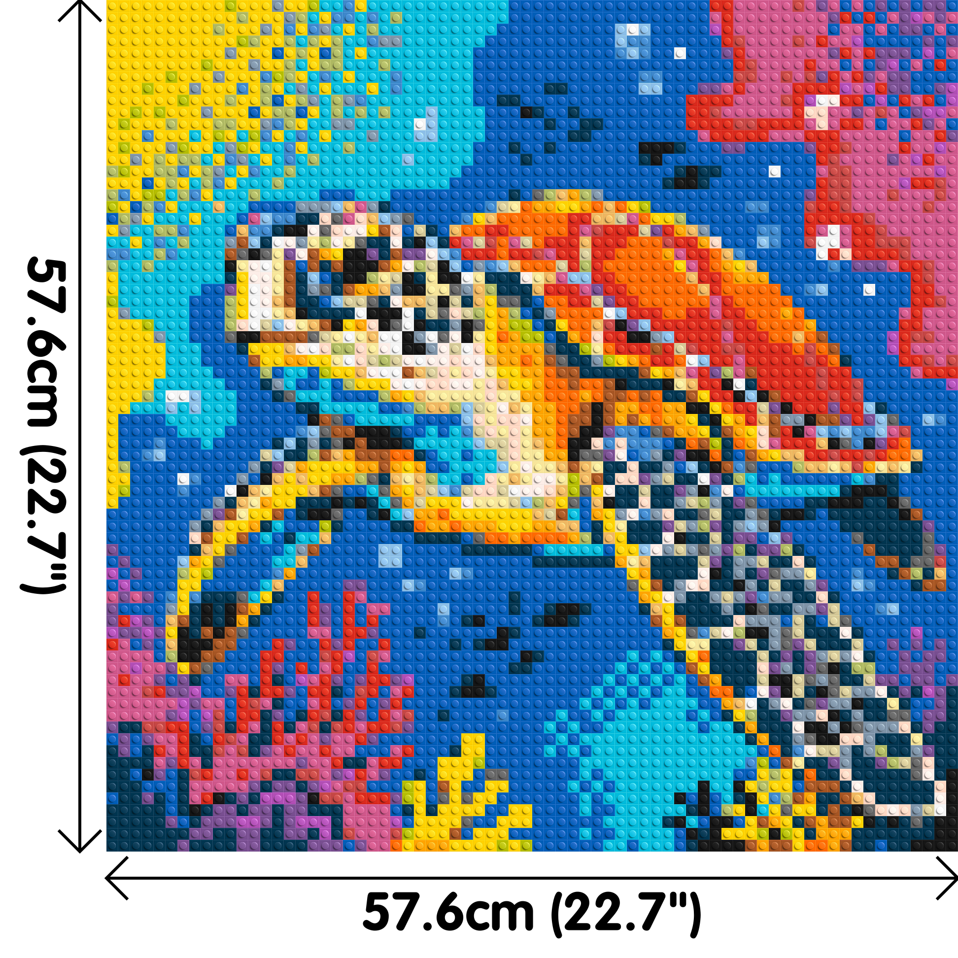 Vibrant Coral Reef Sea Turtle Pop Art - Brick Art Mosaic Kit 3x3 dimensions