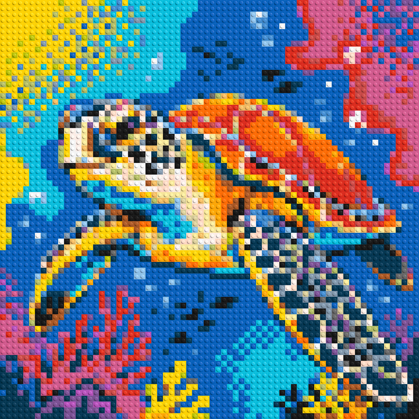 Vibrant Coral Reef Sea Turtle Pop Art - Brick Art Mosaic Kit 3x3 large