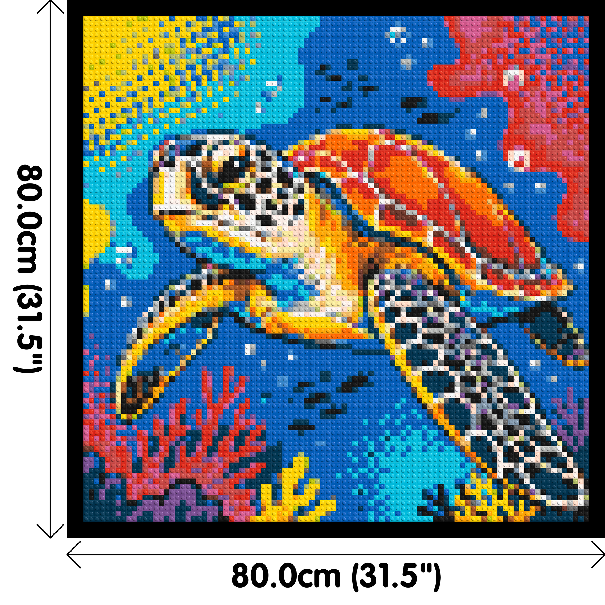 Vibrant Coral Reef Sea Turtle Pop Art - Brick Art Mosaic Kit 4x4 dimensions with frame