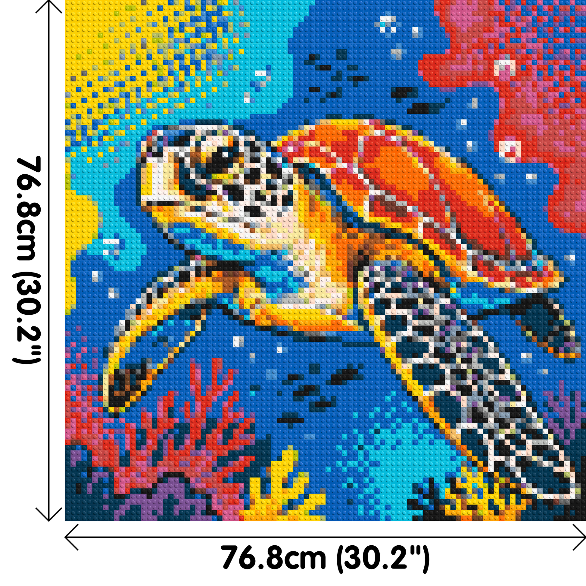 Vibrant Coral Reef Sea Turtle Pop Art - Brick Art Mosaic Kit 4x4 dimensions