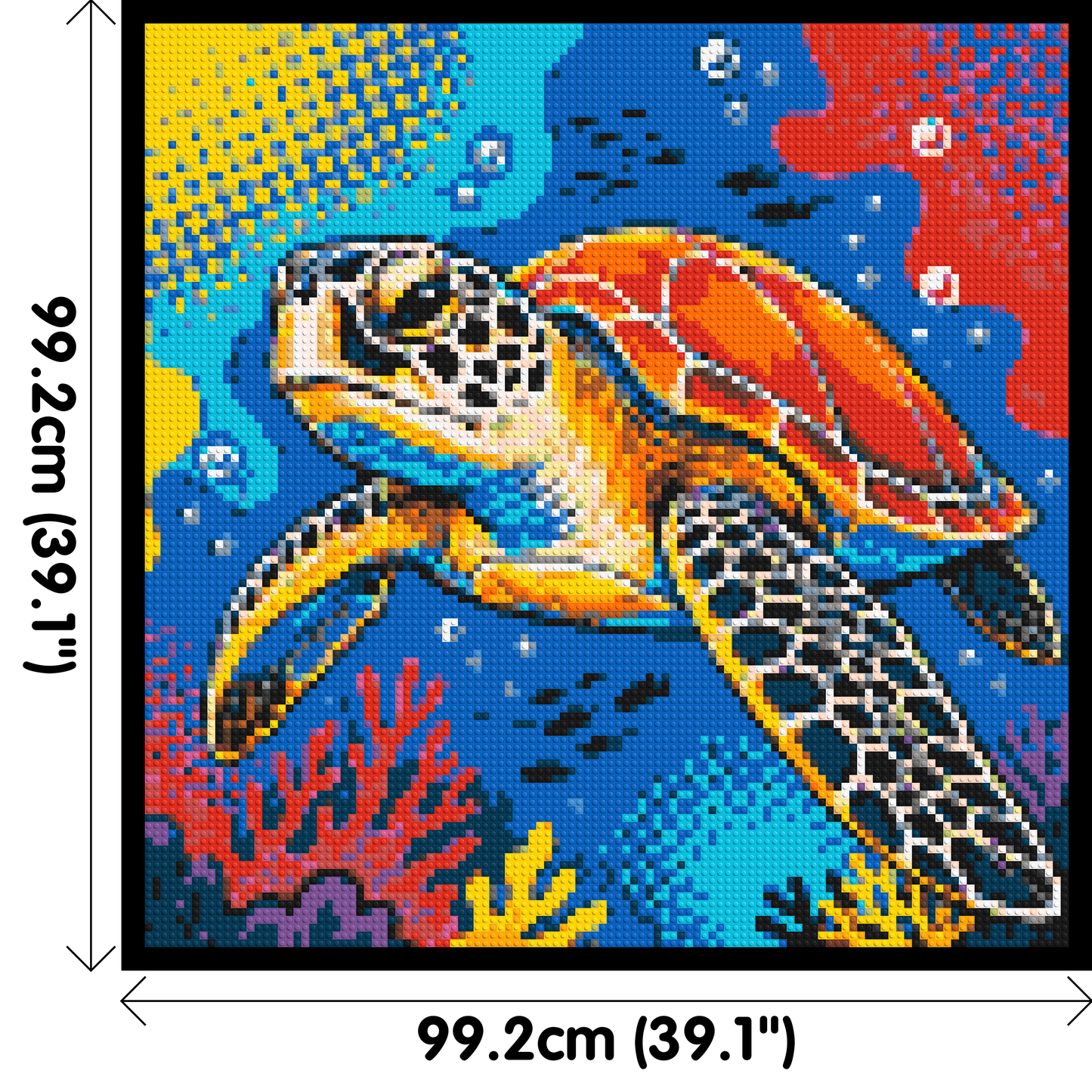 Vibrant Coral Reef Sea Turtle Pop Art - Brick Art Mosaic Kit 5x5 large