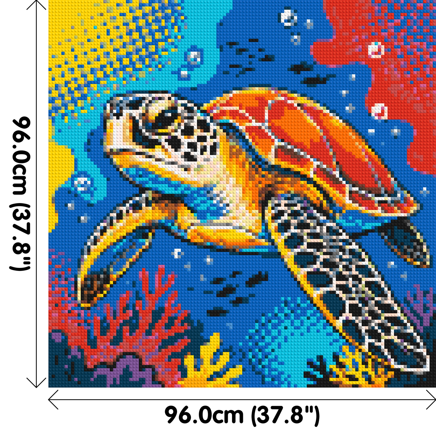 Vibrant Coral Reef Sea Turtle Pop Art - Brick Art Mosaic Kit 5x5 large