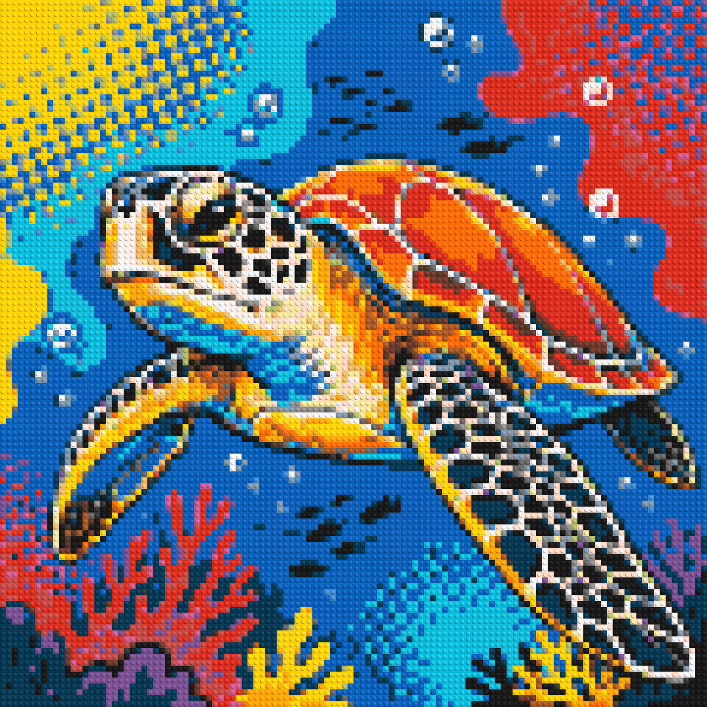 Vibrant Coral Reef Sea Turtle Pop Art - Brick Art Mosaic Kit 5x5 large