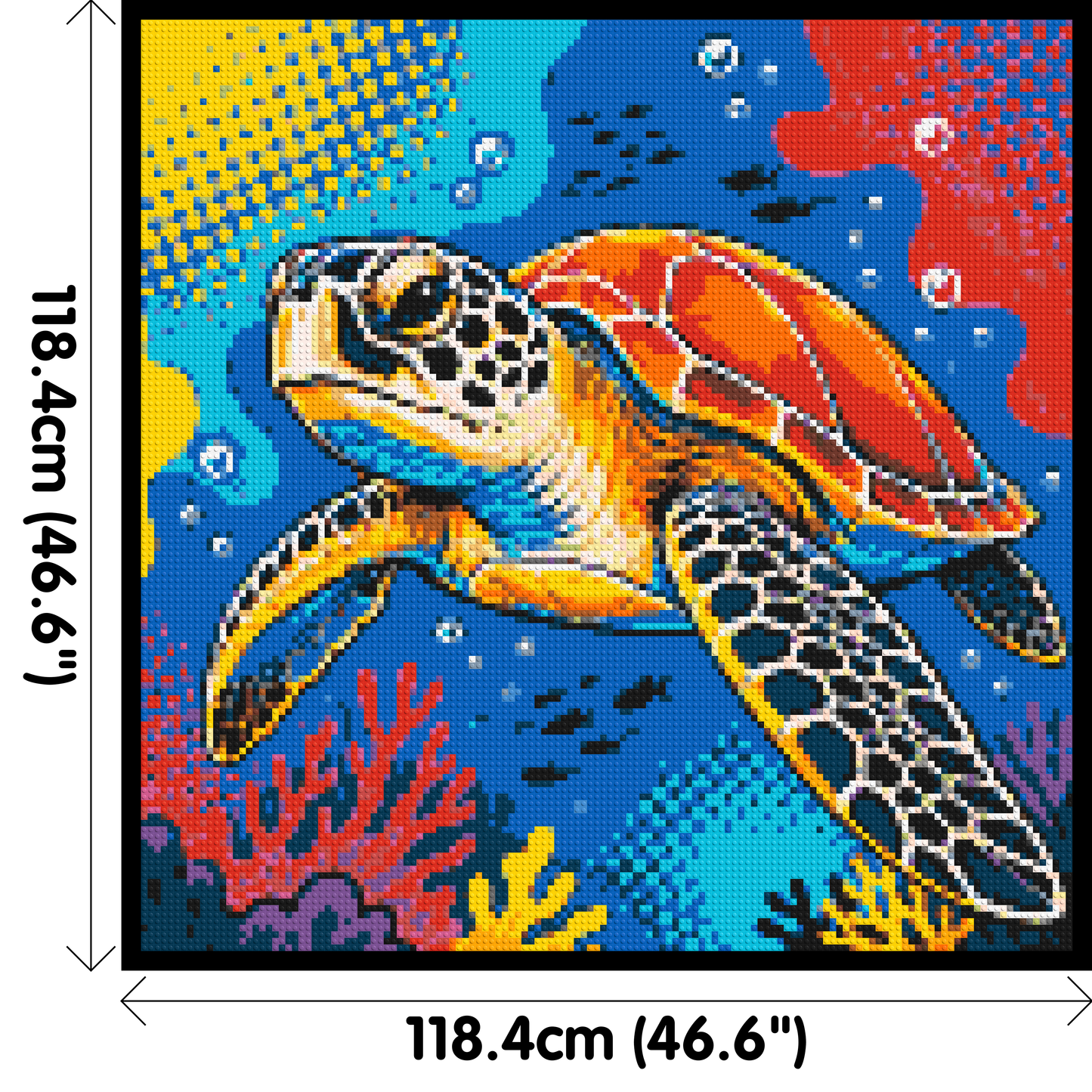 Vibrant Coral Reef Sea Turtle Pop Art - Brick Art Mosaic Kit 6x6 large