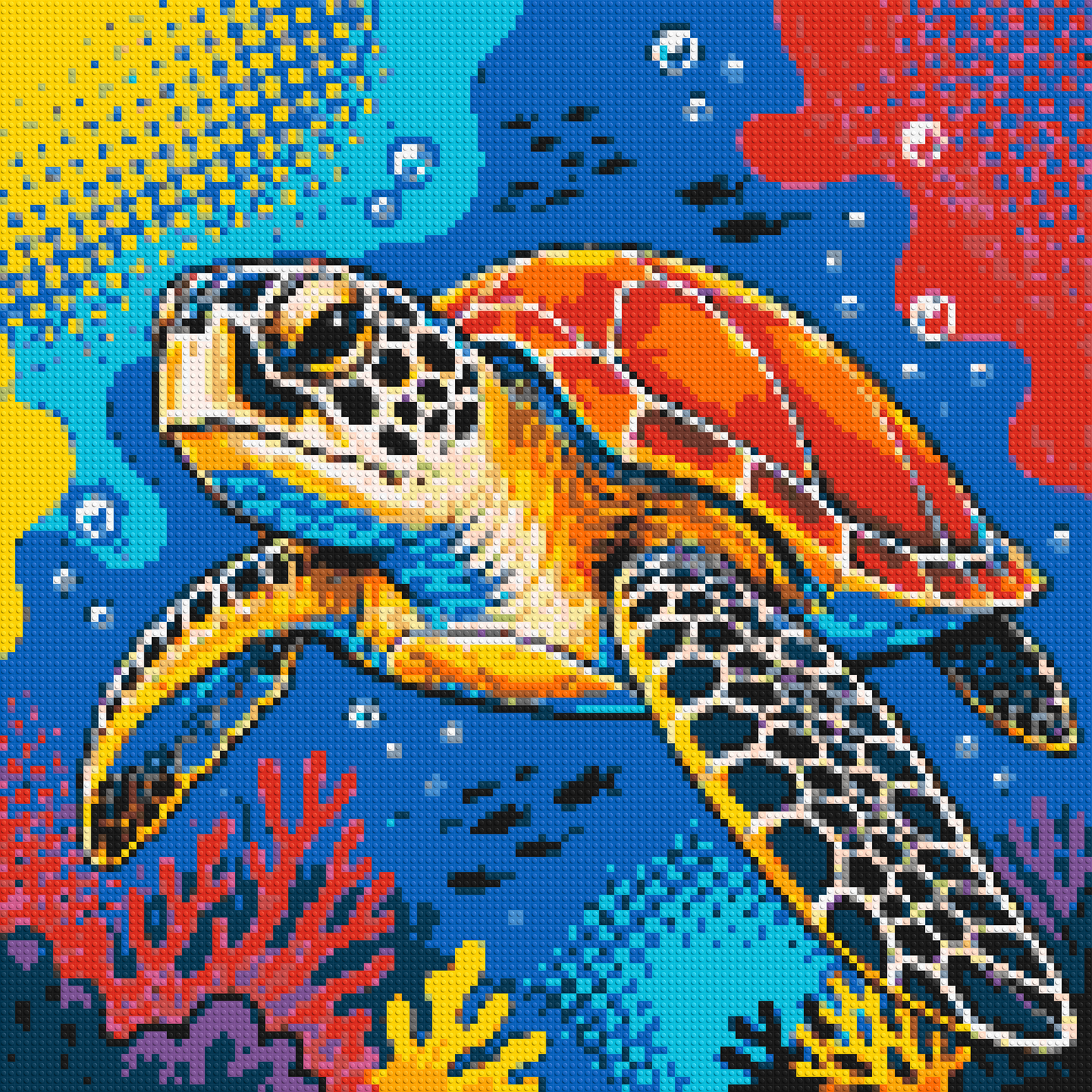 Vibrant Coral Reef Sea Turtle Pop Art - Brick Art Mosaic Kit 6x6 large