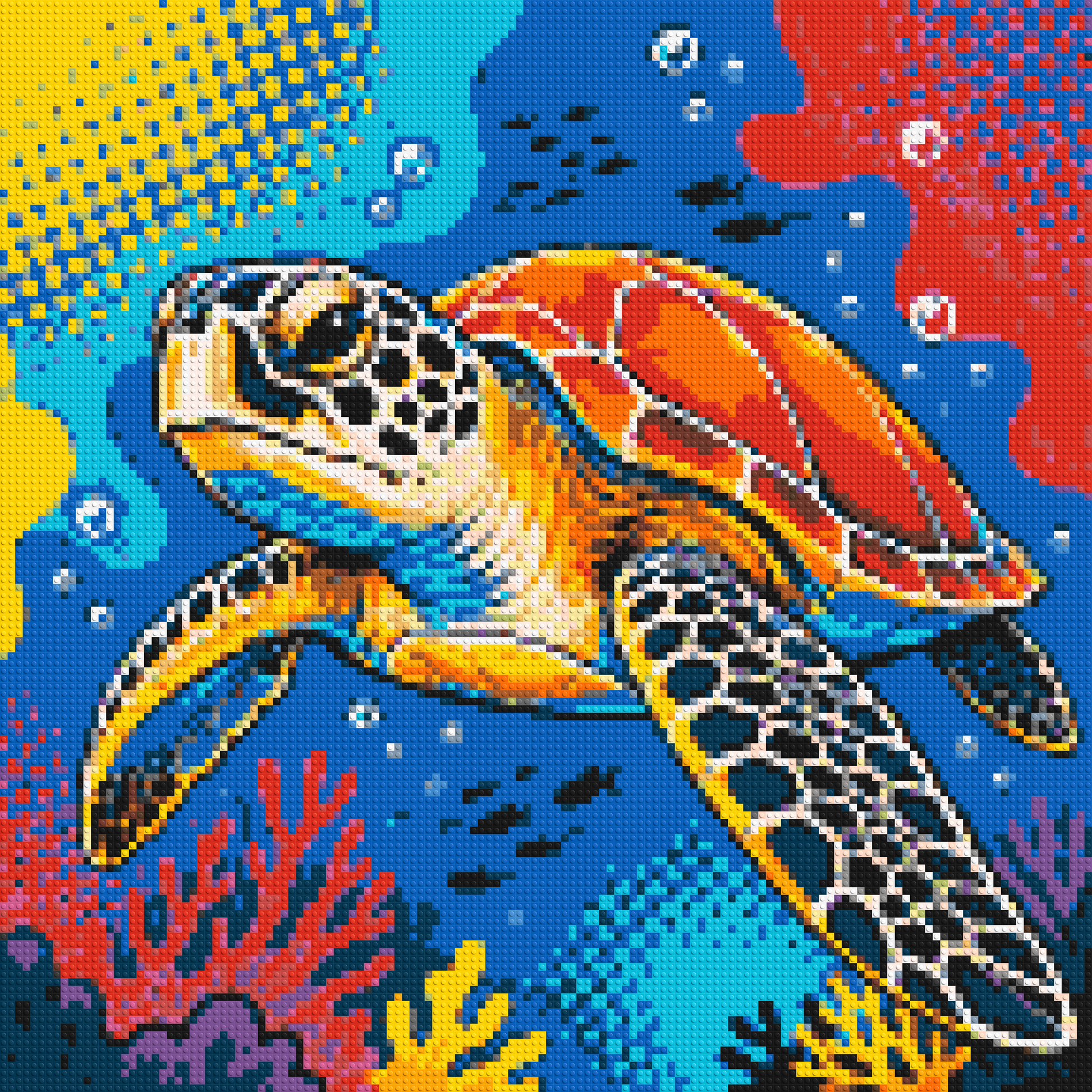 Vibrant Coral Reef Sea Turtle Pop Art - Brick Art Mosaic Kit 6x6 large