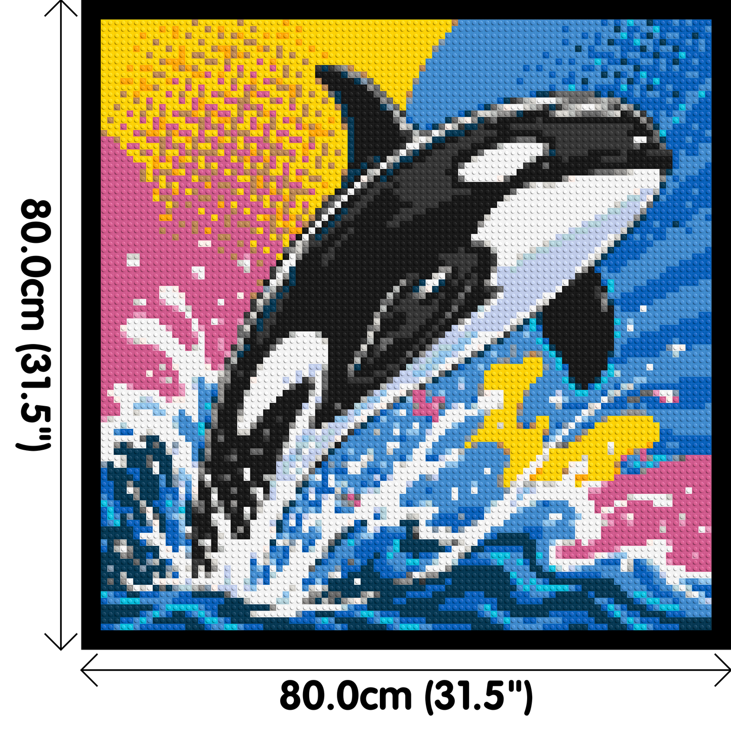Leaping Orca Whale Comic Pop Art - Brick Art Mosaic Kit 4x4 large