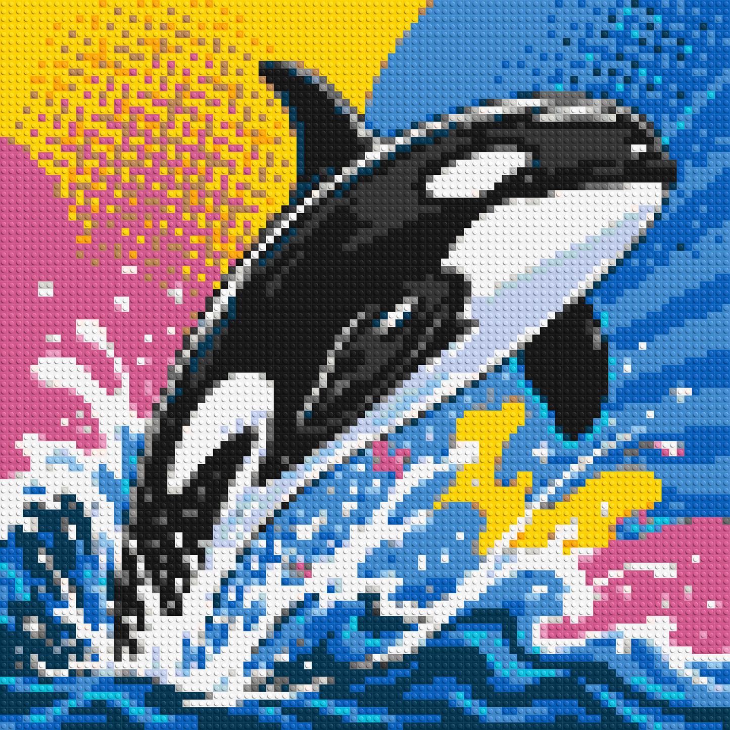 Leaping Orca Whale Comic Pop Art - Brick Art Mosaic Kit 4x4 large