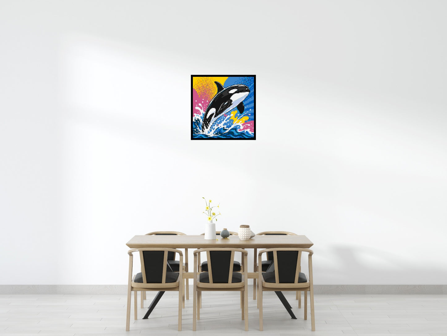 Leaping Orca Whale Comic Pop Art - Brick Art Mosaic Kit 4x4 large