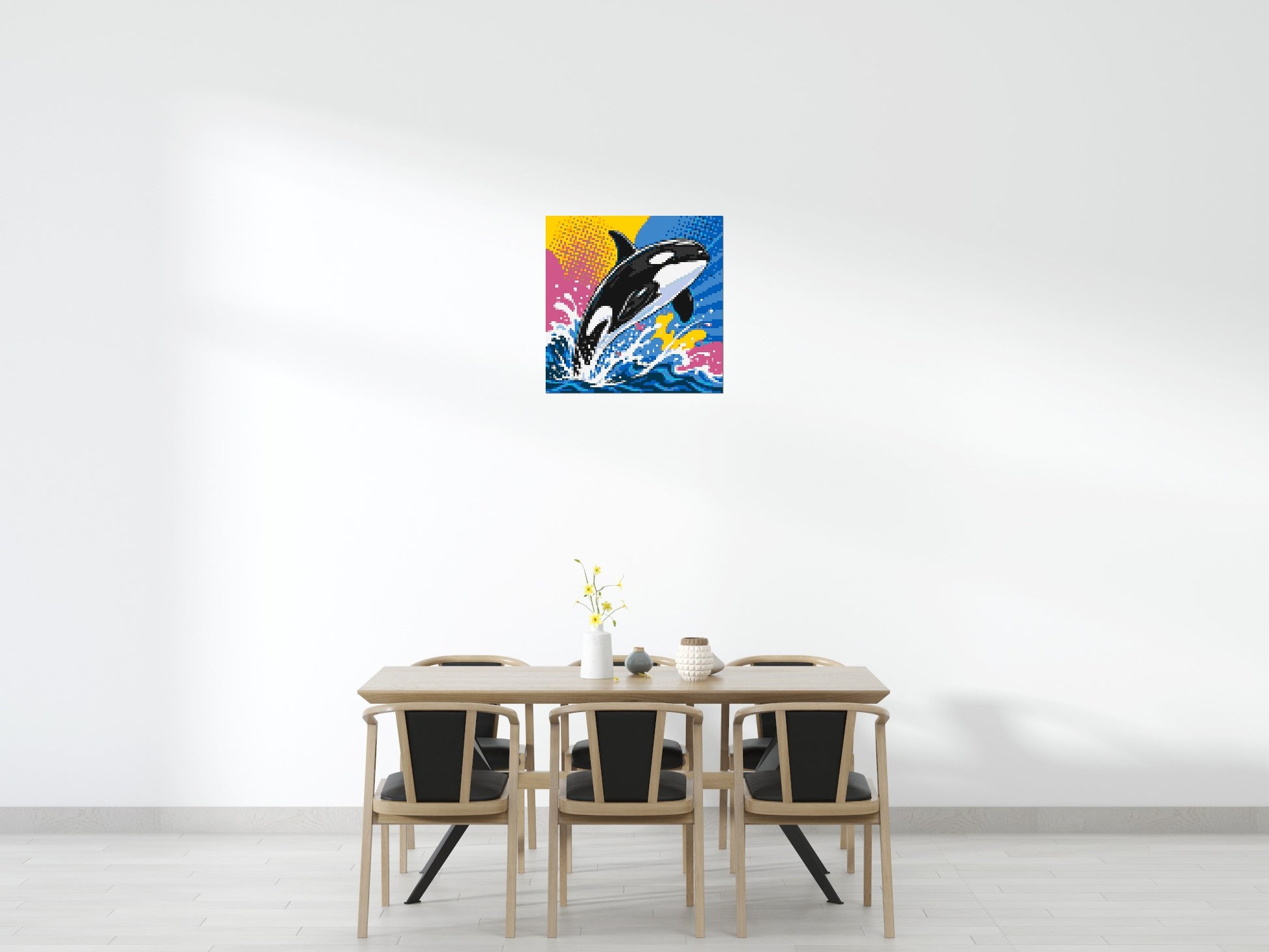 Leaping Orca Whale Comic Pop Art - Brick Art Mosaic Kit 4x4 scene