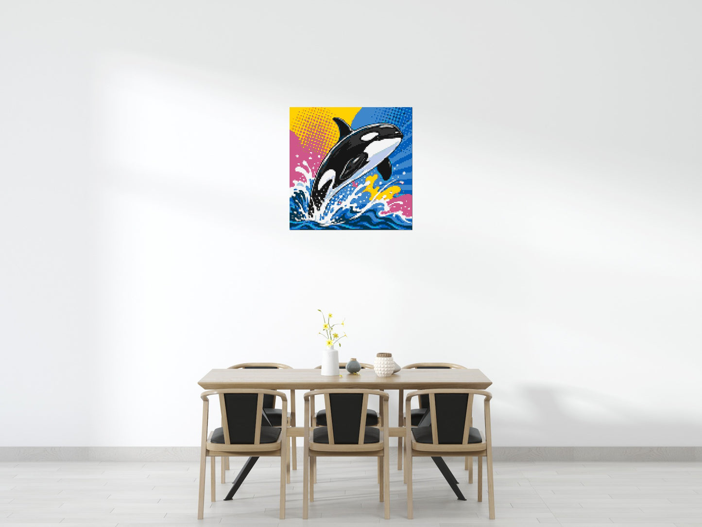 Leaping Orca Whale Comic Pop Art - Brick Art Mosaic Kit 5x5 large