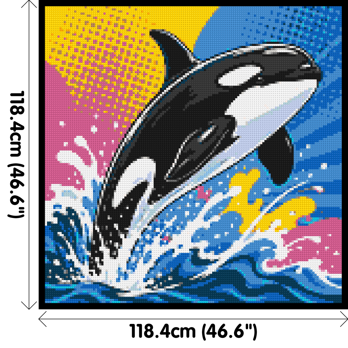 Leaping Orca Whale Comic Pop Art - Brick Art Mosaic Kit 6x6 large