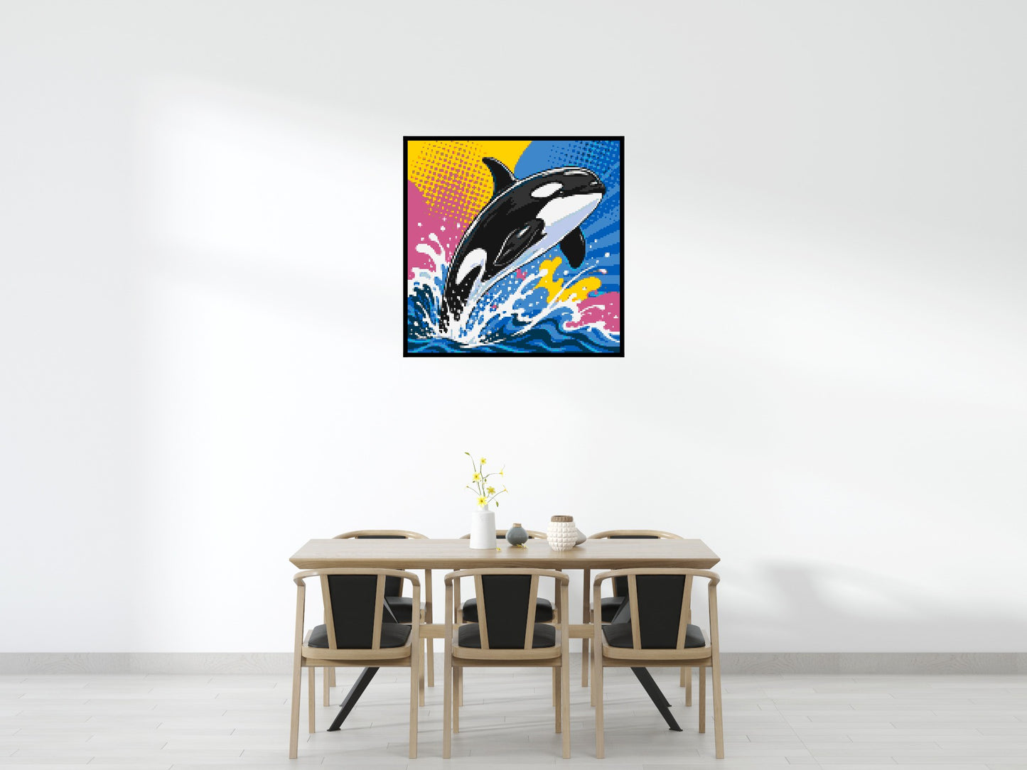 Leaping Orca Whale Comic Pop Art - Brick Art Mosaic Kit 6x6 large