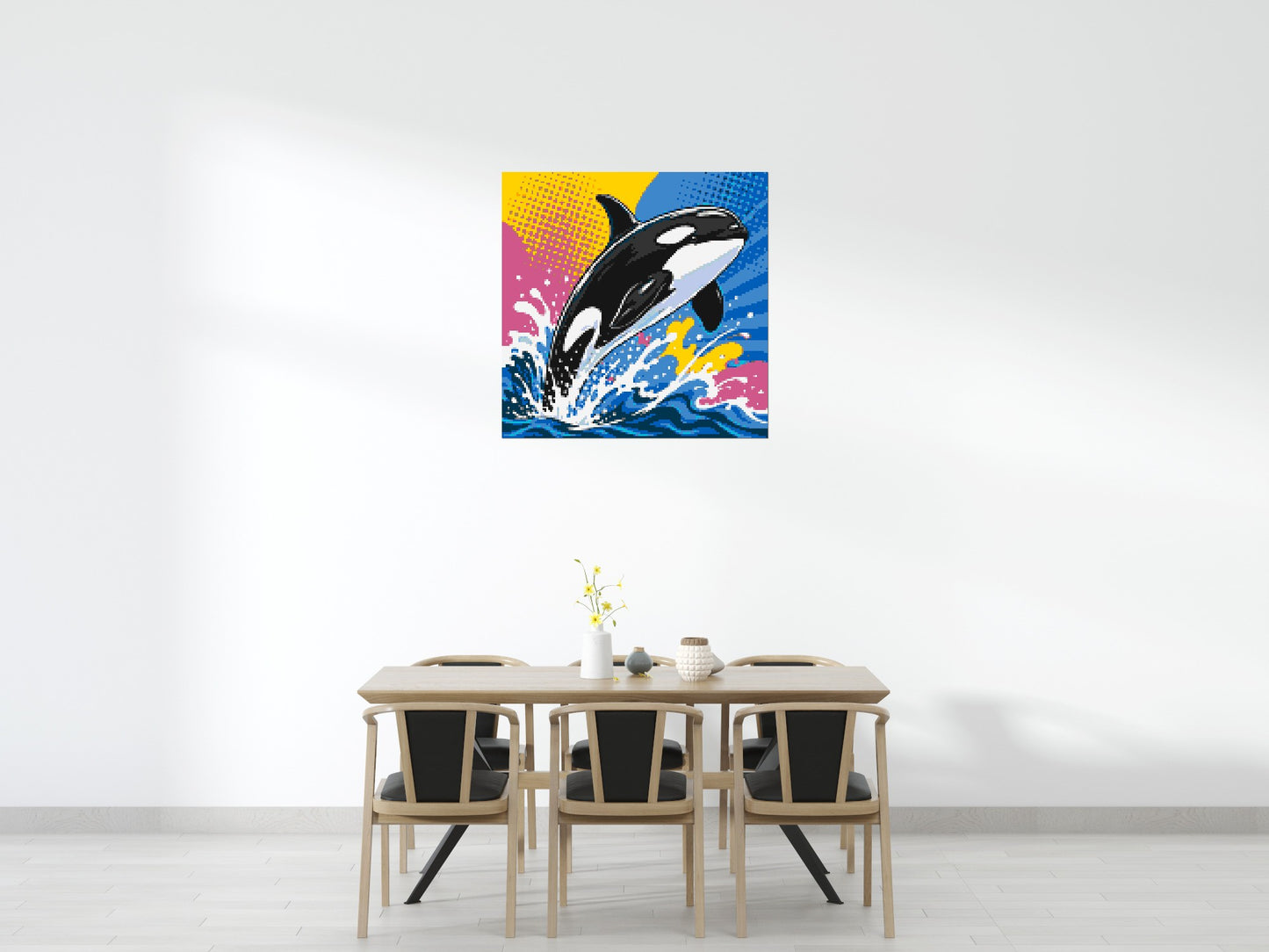 Leaping Orca Whale Comic Pop Art - Brick Art Mosaic Kit 6x6 large