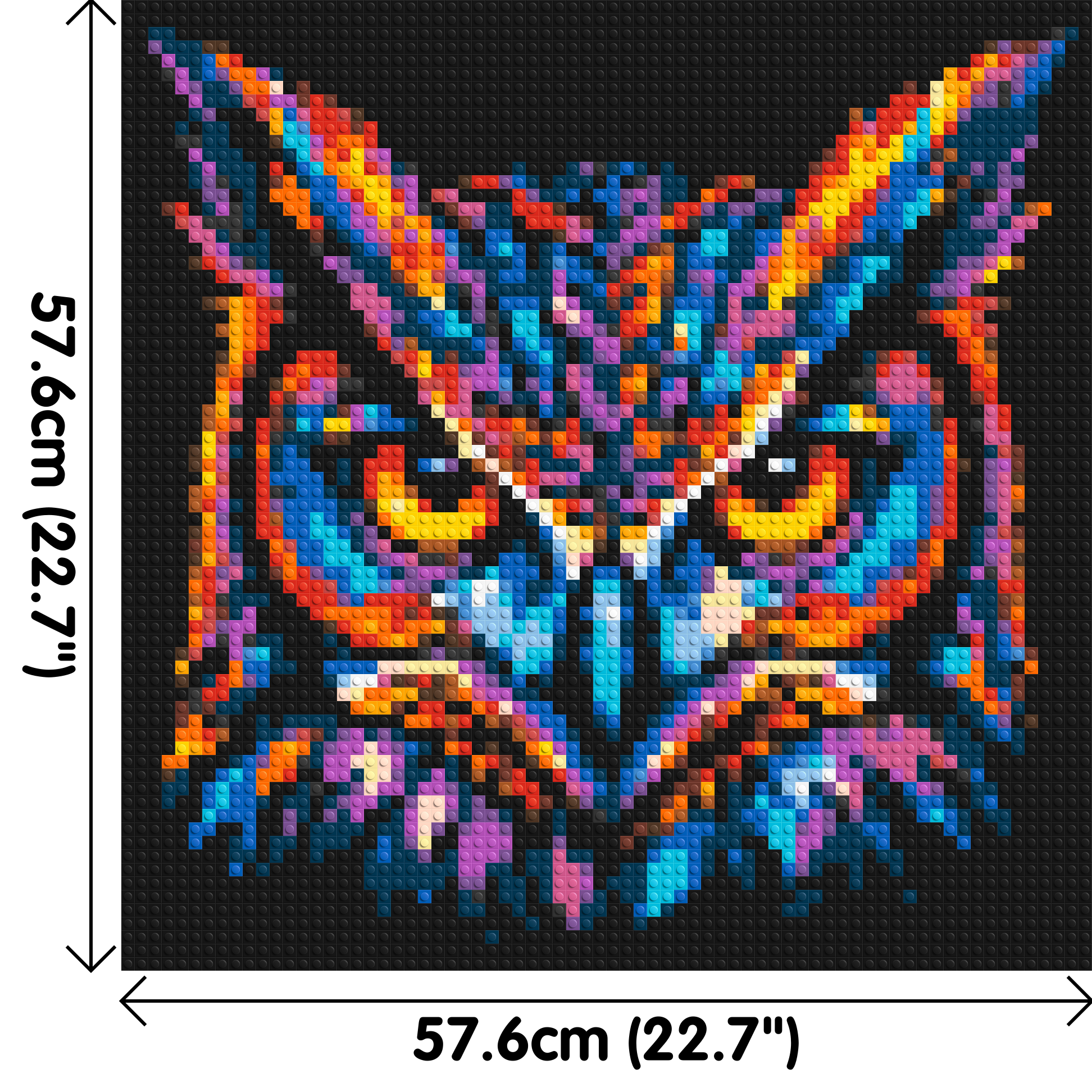 Psychedelic Neon Owl Face Pop Art - Brick Art Mosaic Kit 3x3 dimensions
