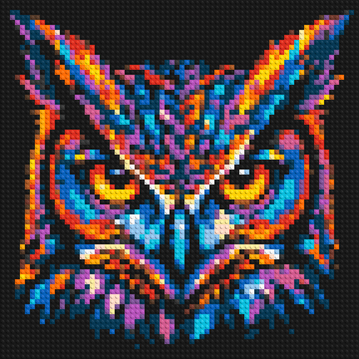 Psychedelic Neon Owl Face Pop Art - Brick Art Mosaic Kit 3x3 large