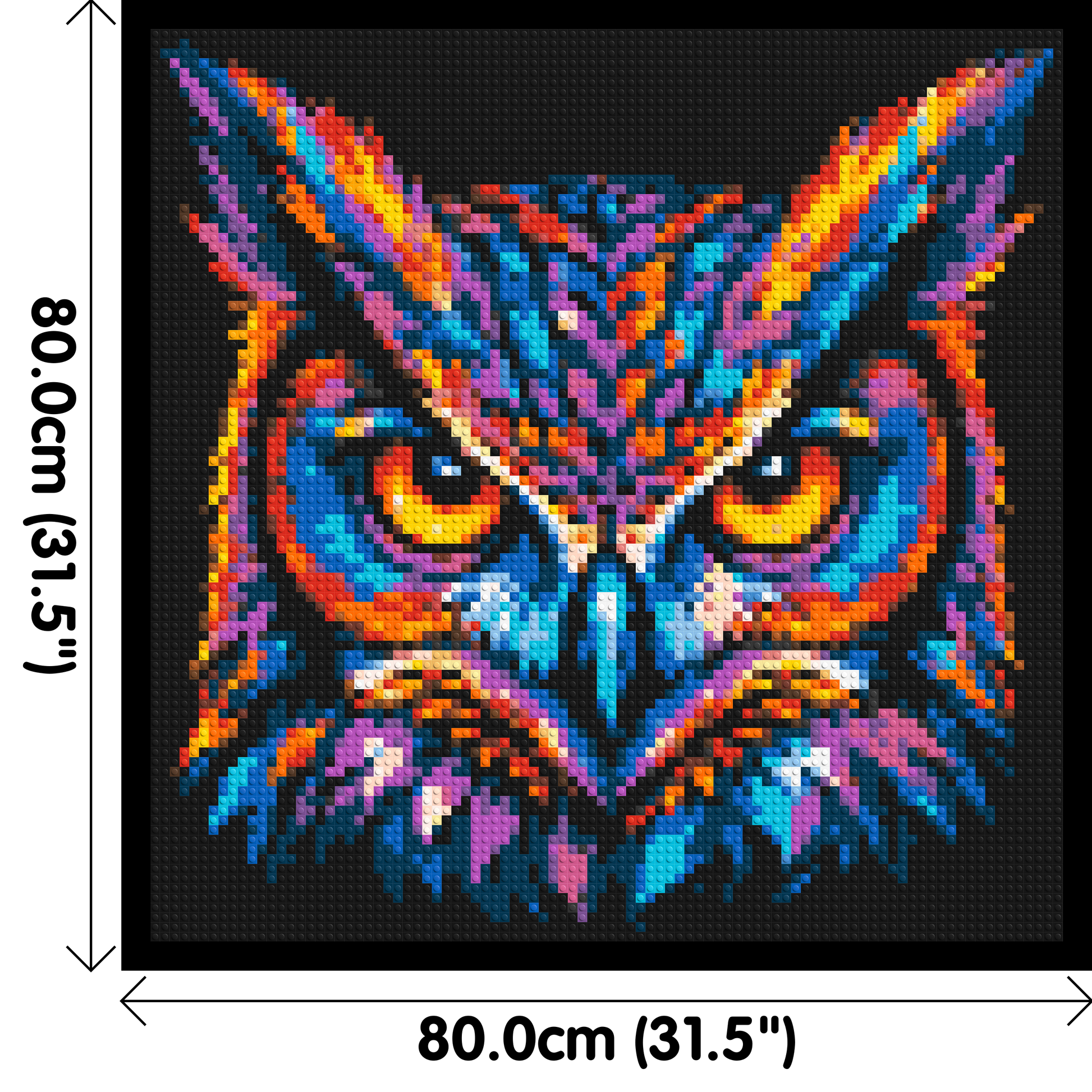 Psychedelic Neon Owl Face Pop Art - Brick Art Mosaic Kit 4x4 dimensions with frame