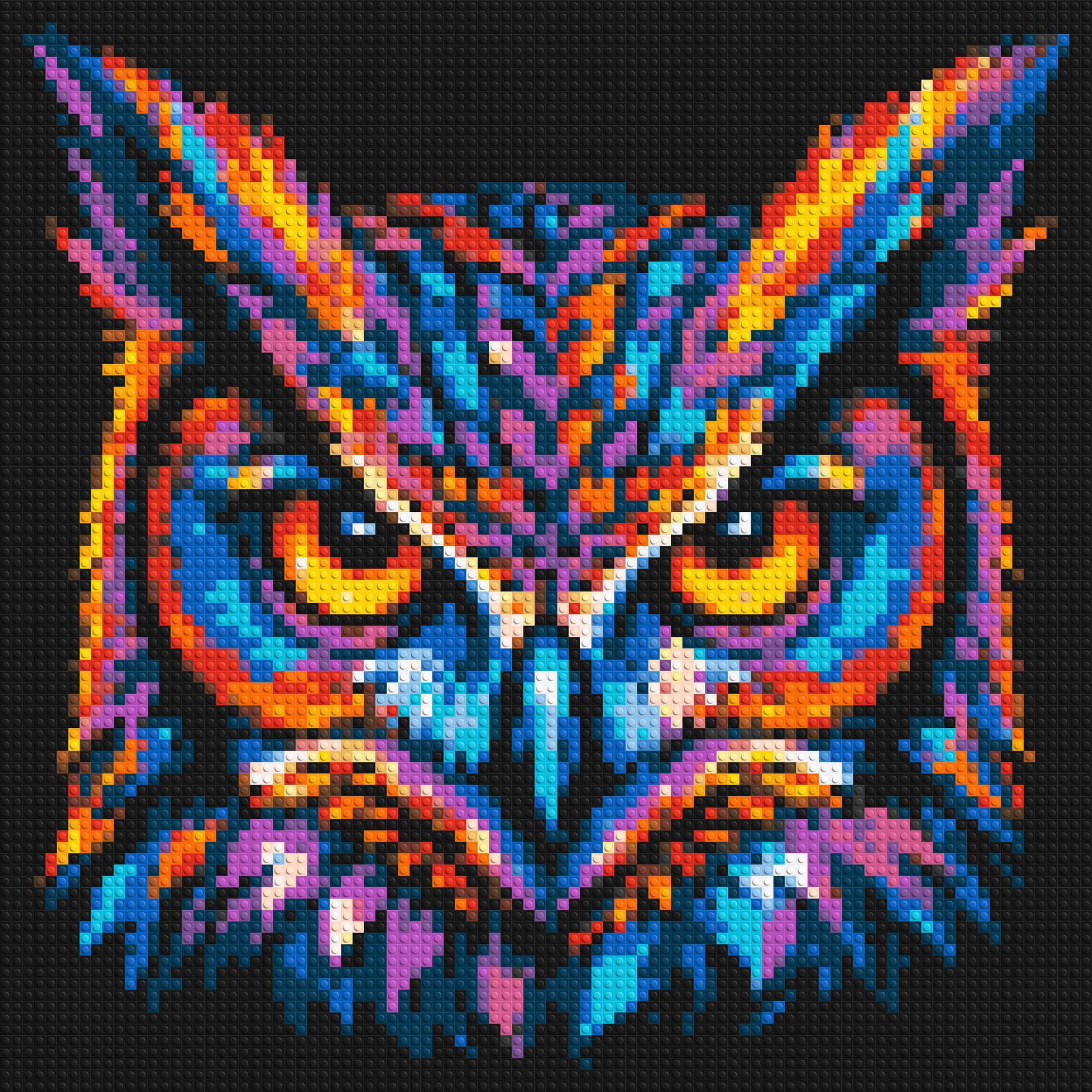 Psychedelic Neon Owl Face Pop Art - Brick Art Mosaic Kit 4x4 large