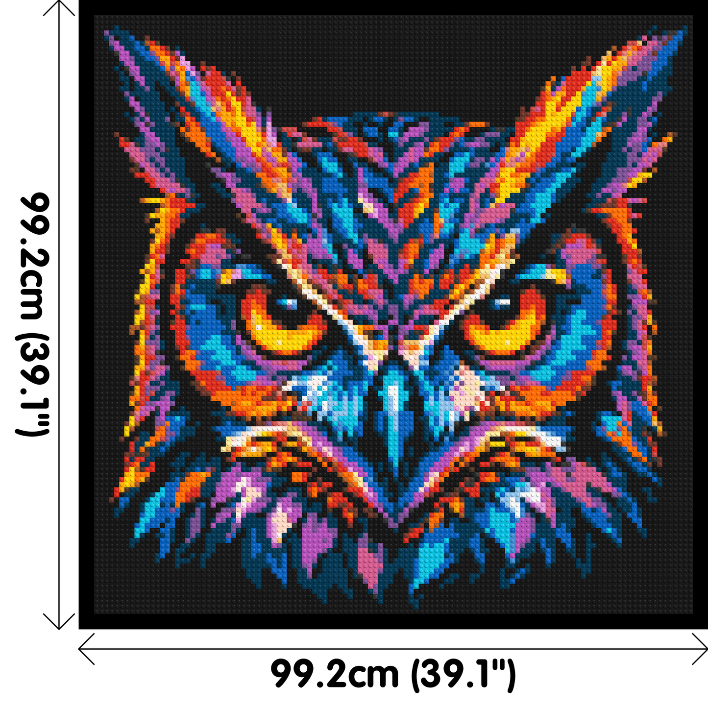 Psychedelic Neon Owl Face Pop Art - Brick Art Mosaic Kit 5x5 large