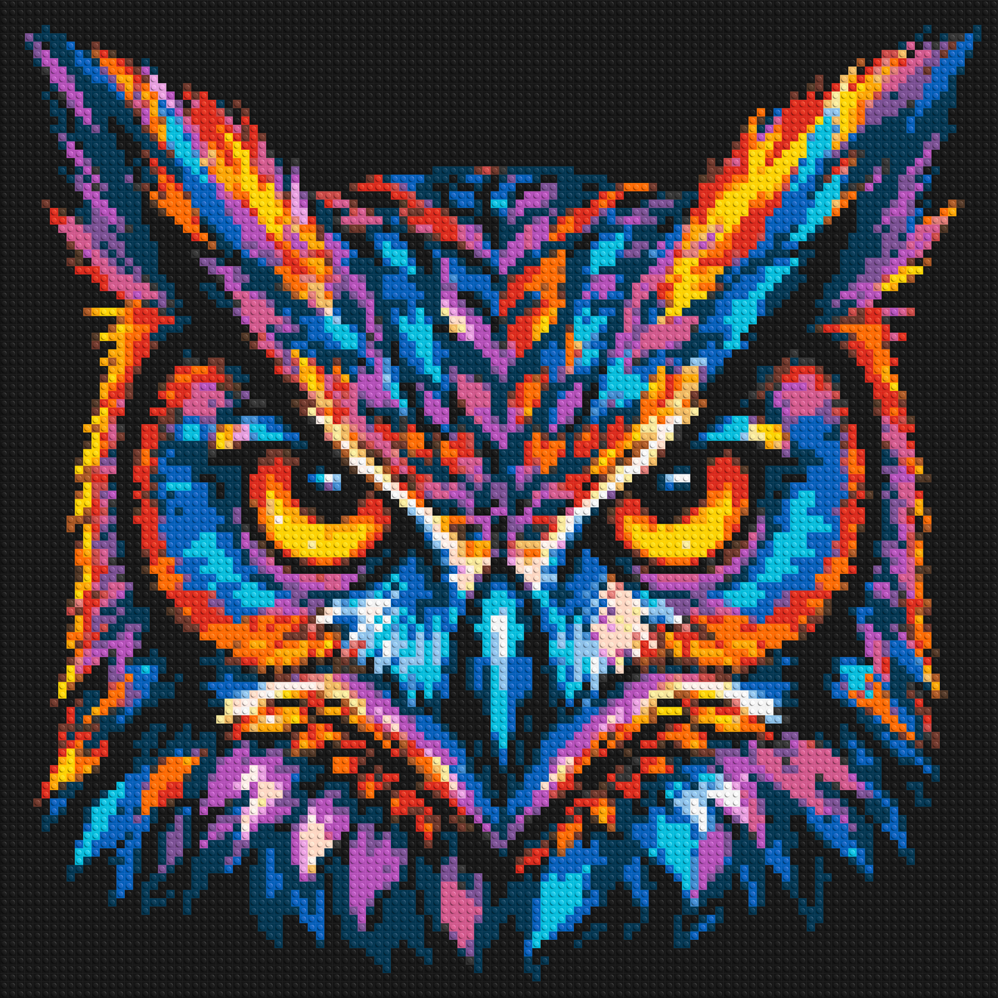 Psychedelic Neon Owl Face Pop Art - Brick Art Mosaic Kit 5x5 large