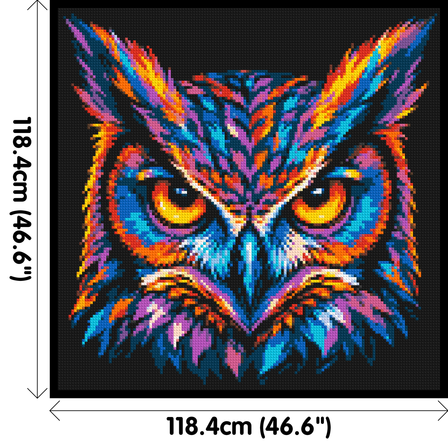 Psychedelic Neon Owl Face Pop Art - Brick Art Mosaic Kit 6x6 large
