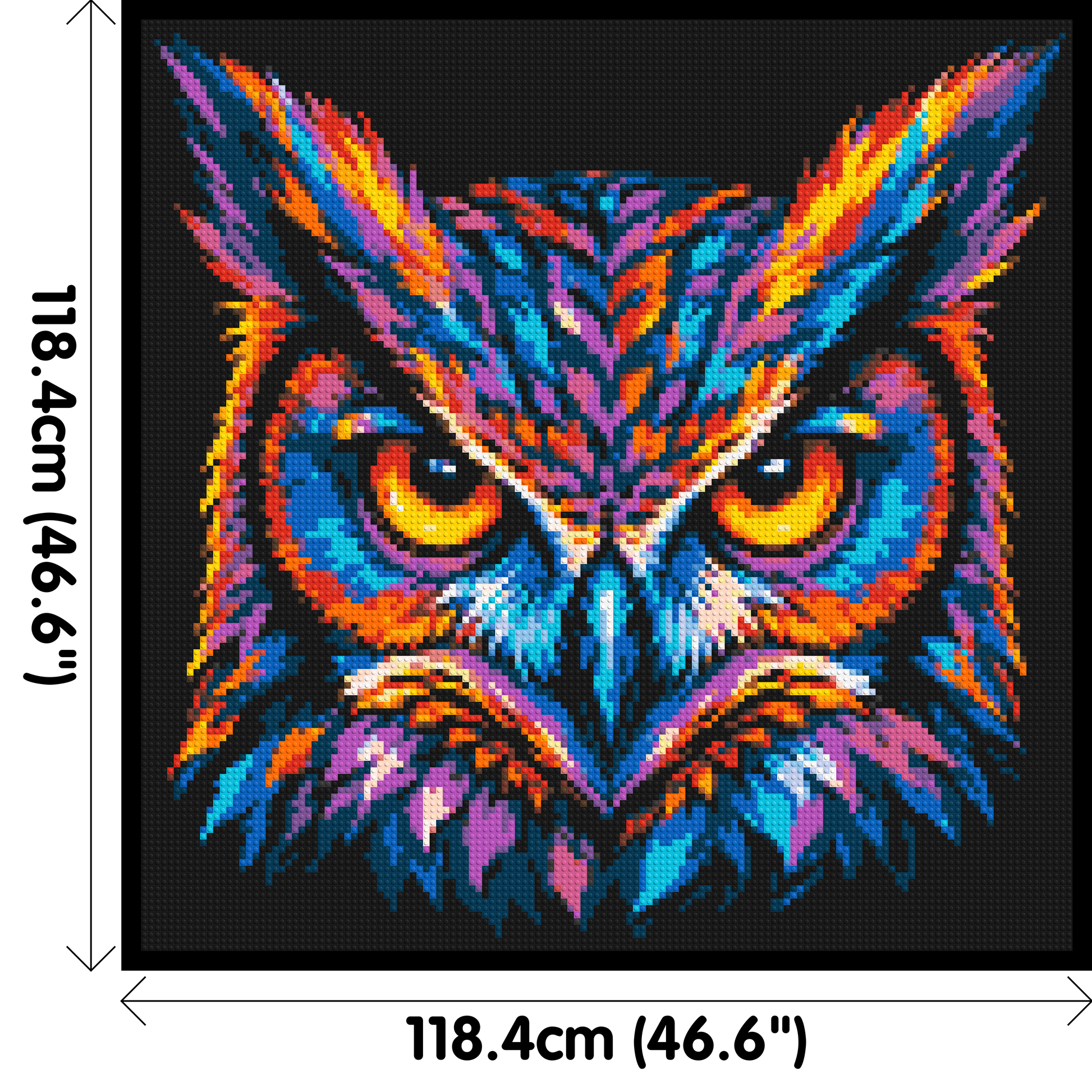 Psychedelic Neon Owl Face Pop Art - Brick Art Mosaic Kit 6x6 dimensions with frame