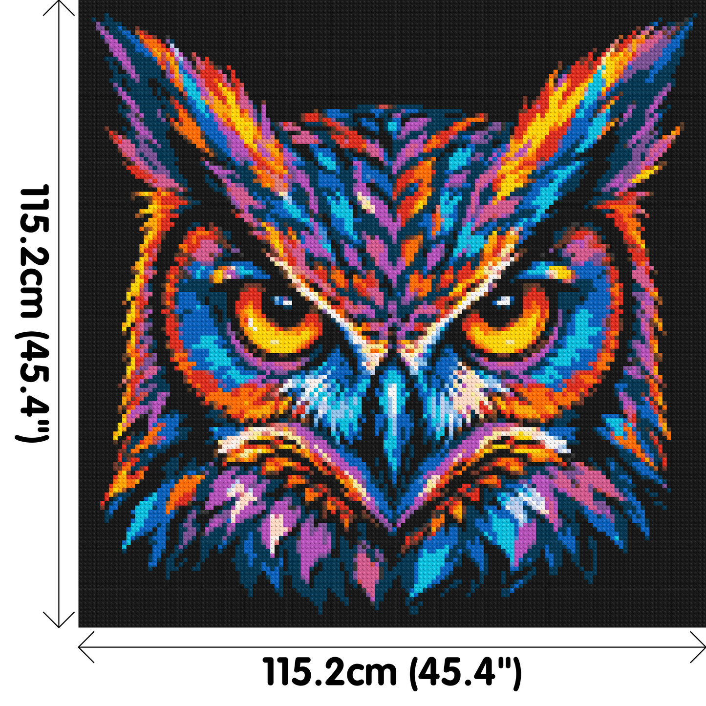 Psychedelic Neon Owl Face Pop Art - Brick Art Mosaic Kit 6x6 large