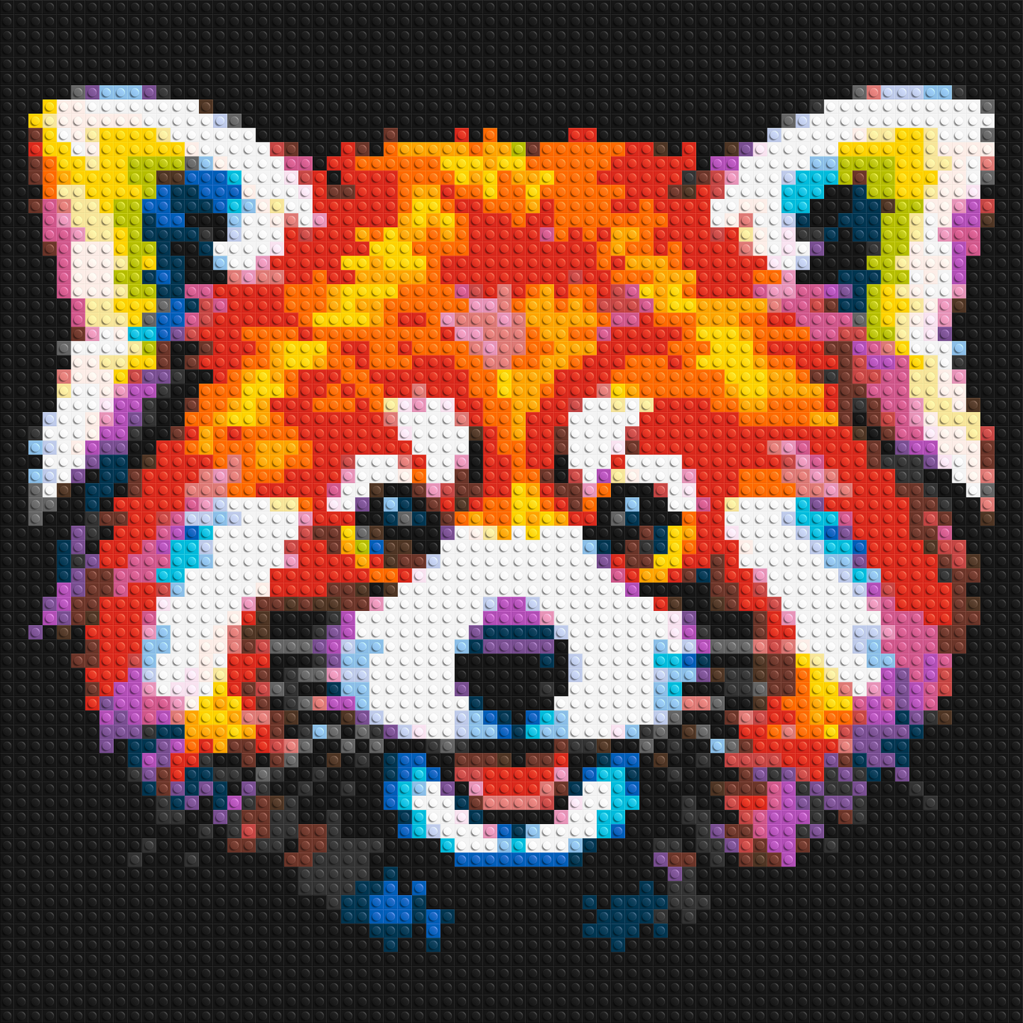 Vibrant Red Panda Face Pop Art - Brick Art Mosaic Kit 3x3 large