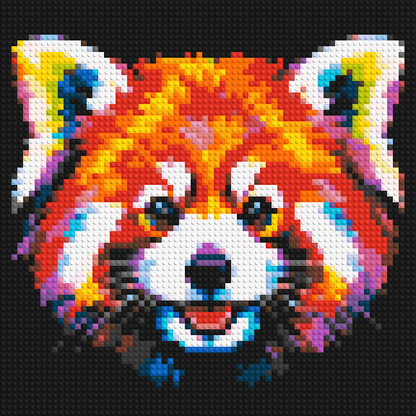 Vibrant Red Panda Face Pop Art - Brick Art Mosaic Kit 3x3 large