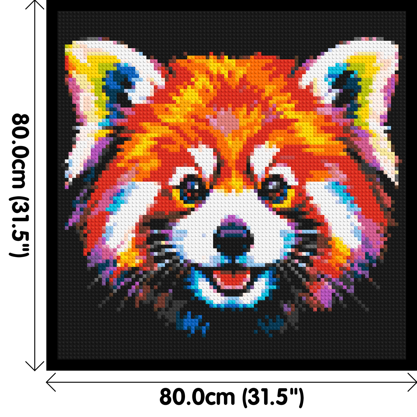 Vibrant Red Panda Face Pop Art - Brick Art Mosaic Kit 4x4 large