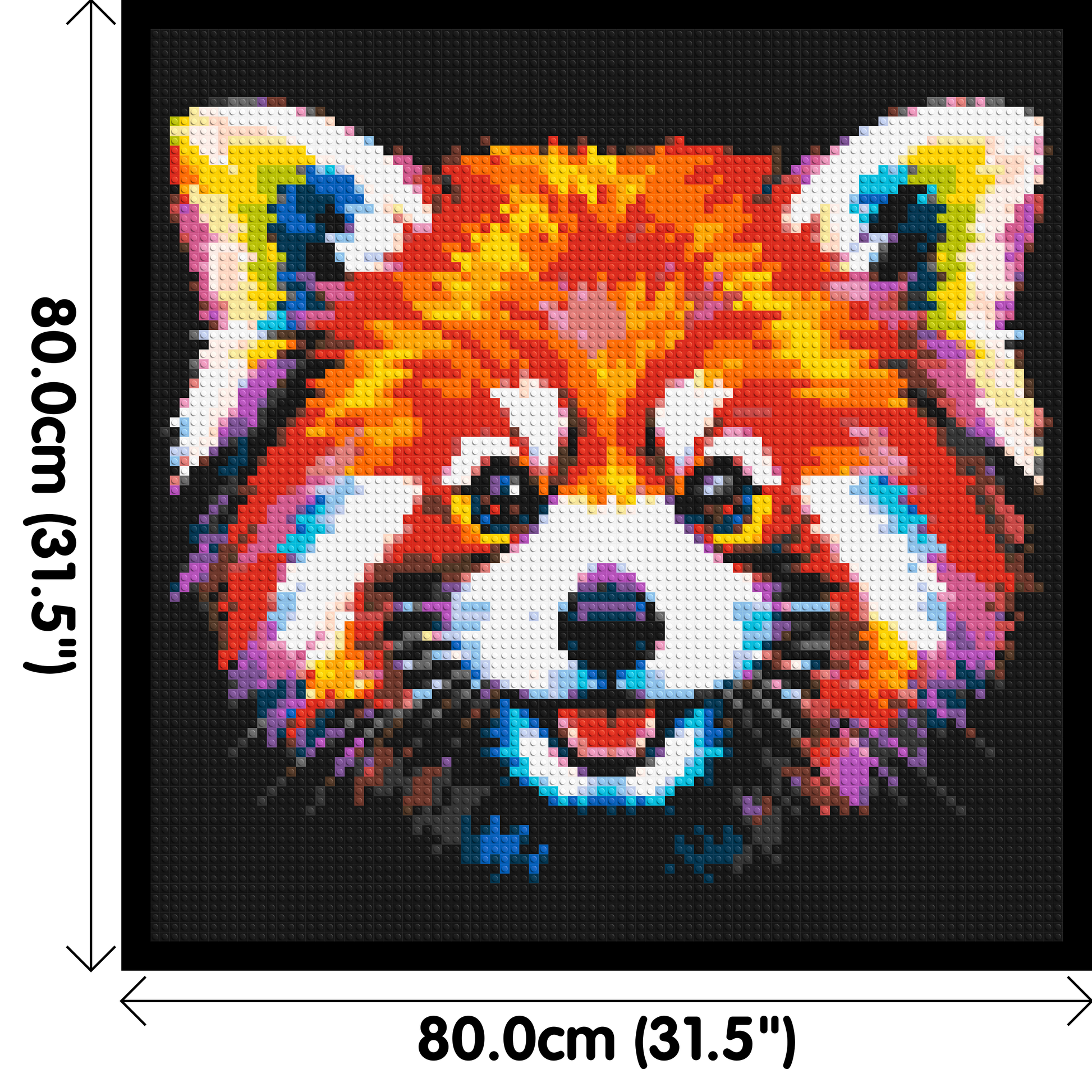 Vibrant Red Panda Face Pop Art - Brick Art Mosaic Kit 4x4 dimensions with frame