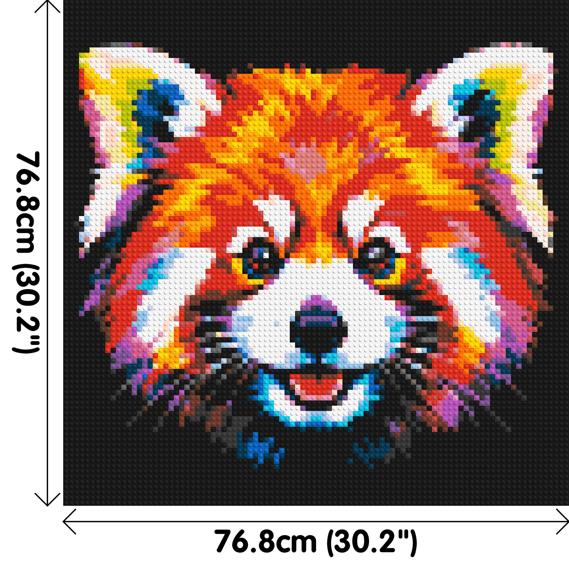 Vibrant Red Panda Face Pop Art - Brick Art Mosaic Kit 4x4 dimensions