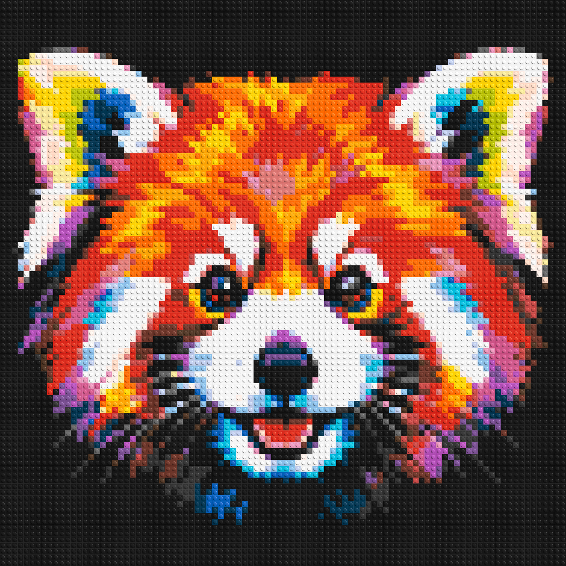 Vibrant Red Panda Face Pop Art - Brick Art Mosaic Kit 4x4 large