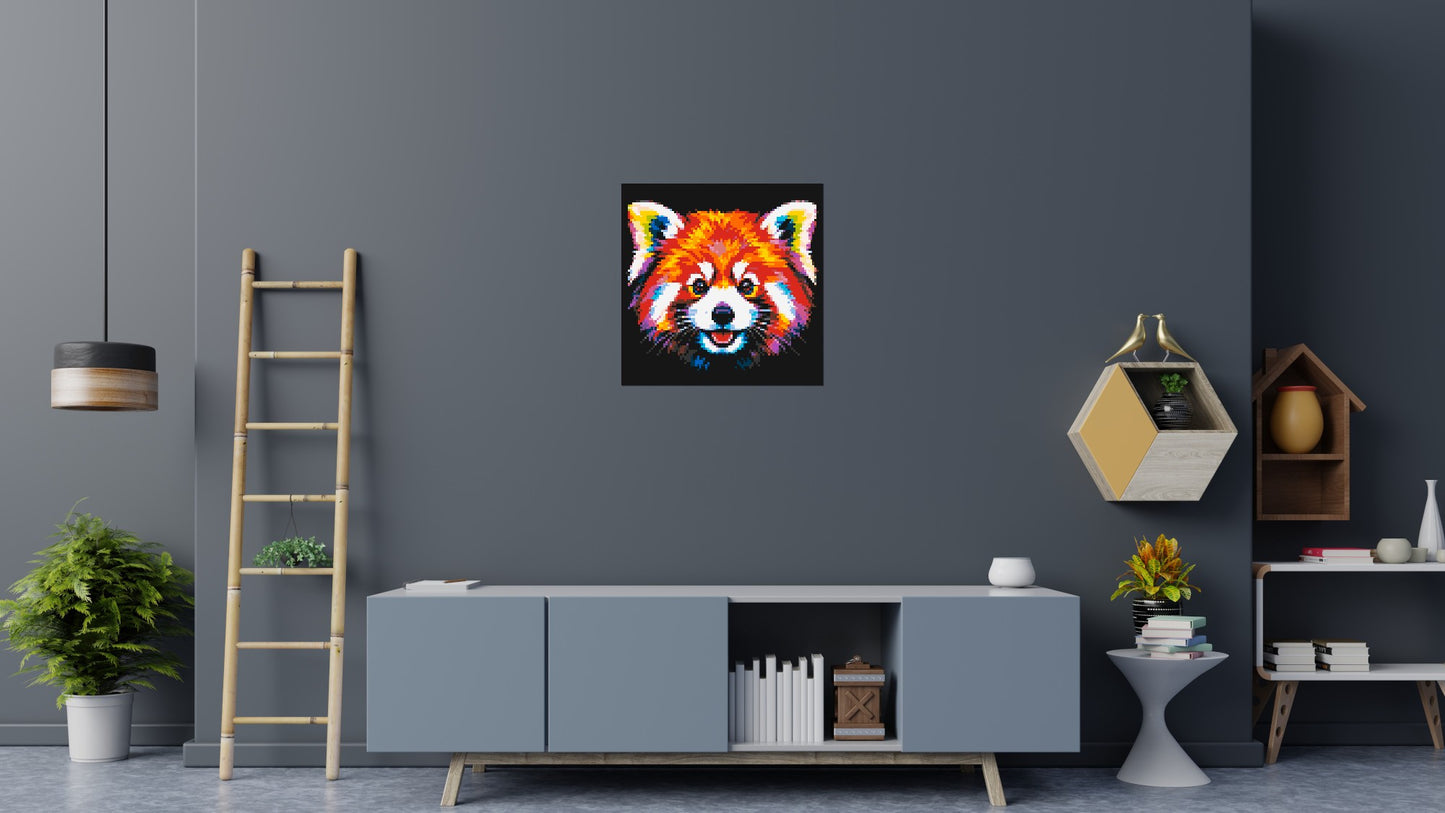 Vibrant Red Panda Face Pop Art - Brick Art Mosaic Kit 4x4 large