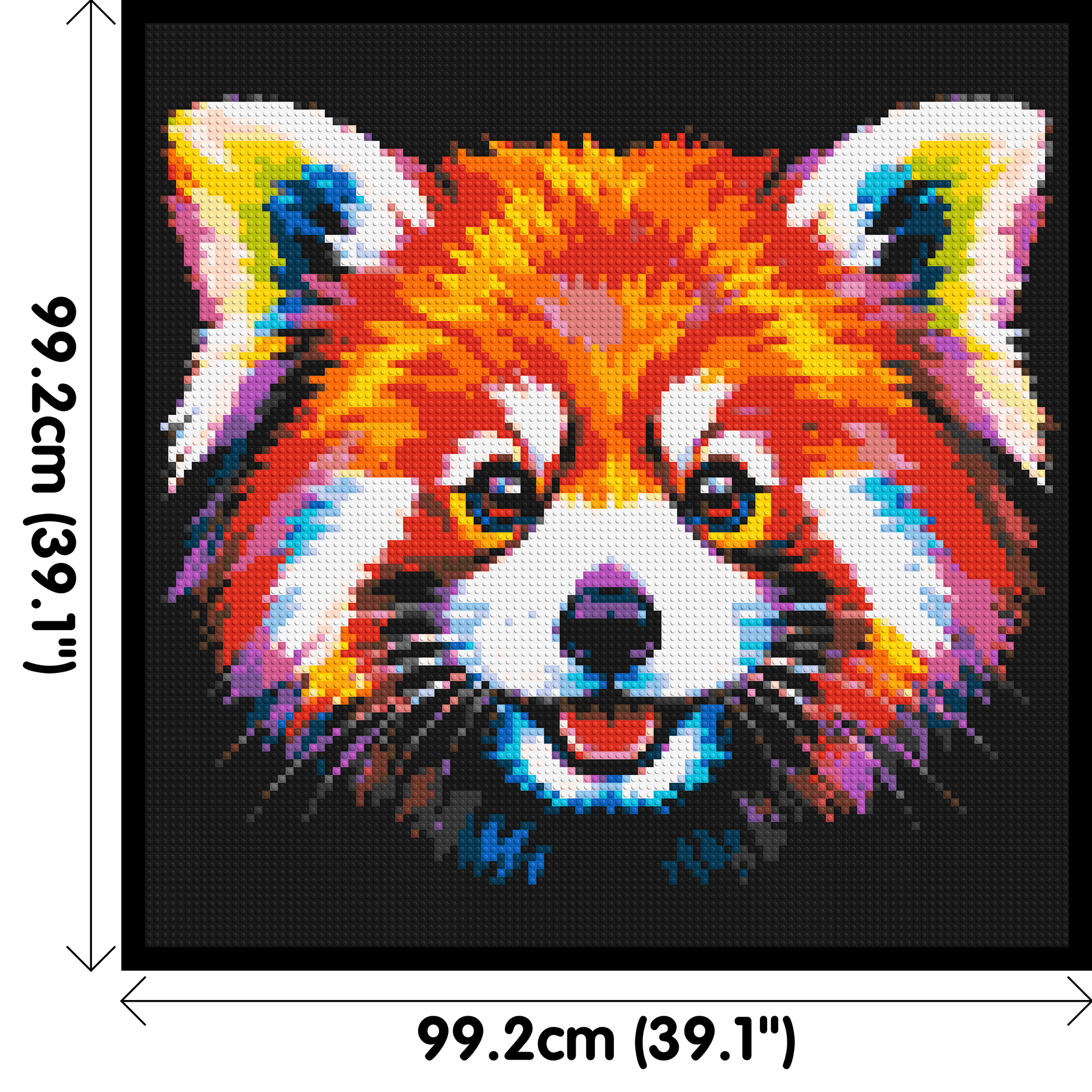Vibrant Red Panda Face Pop Art - Brick Art Mosaic Kit 5x5 dimensions with frame