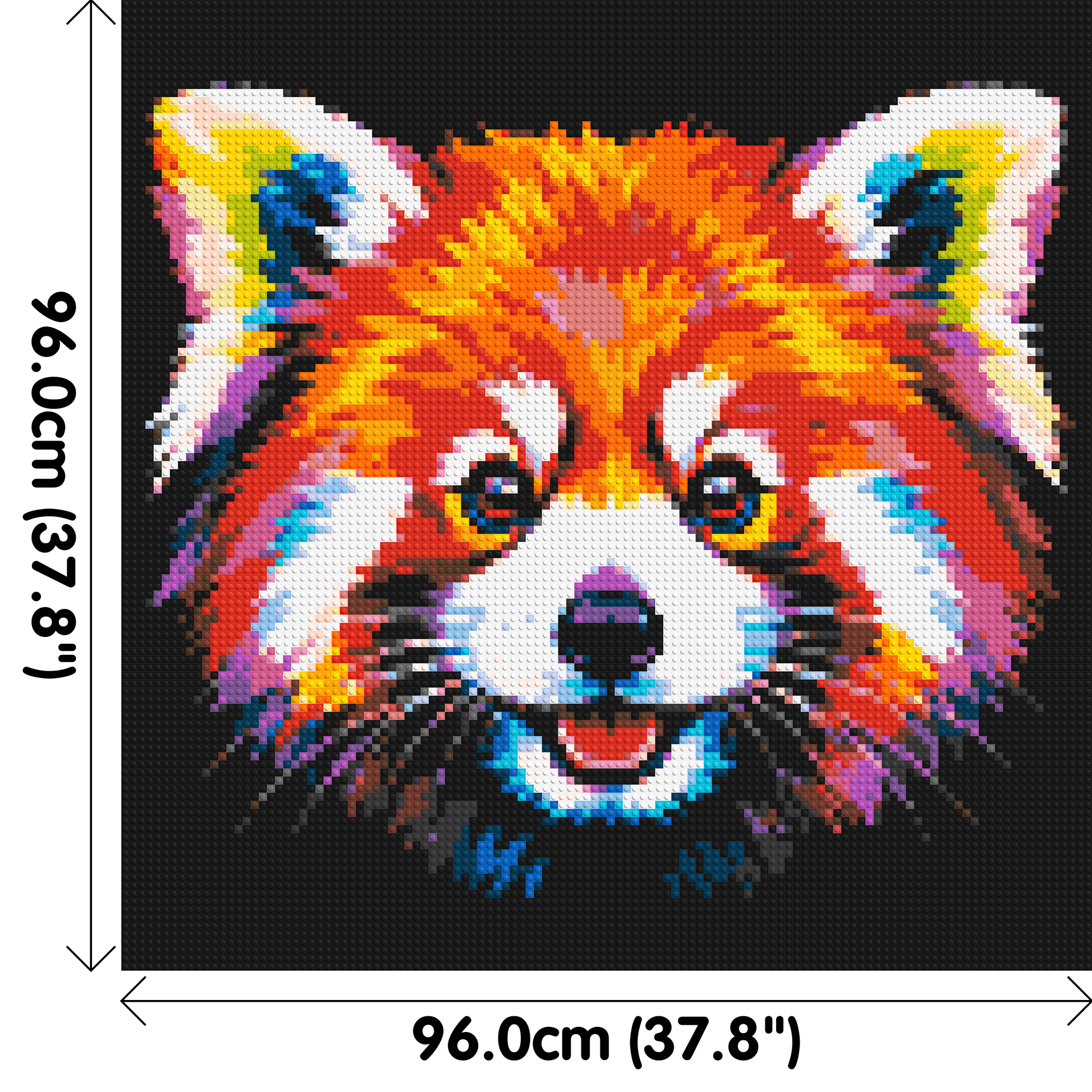 Vibrant Red Panda Face Pop Art - Brick Art Mosaic Kit 5x5 dimensions