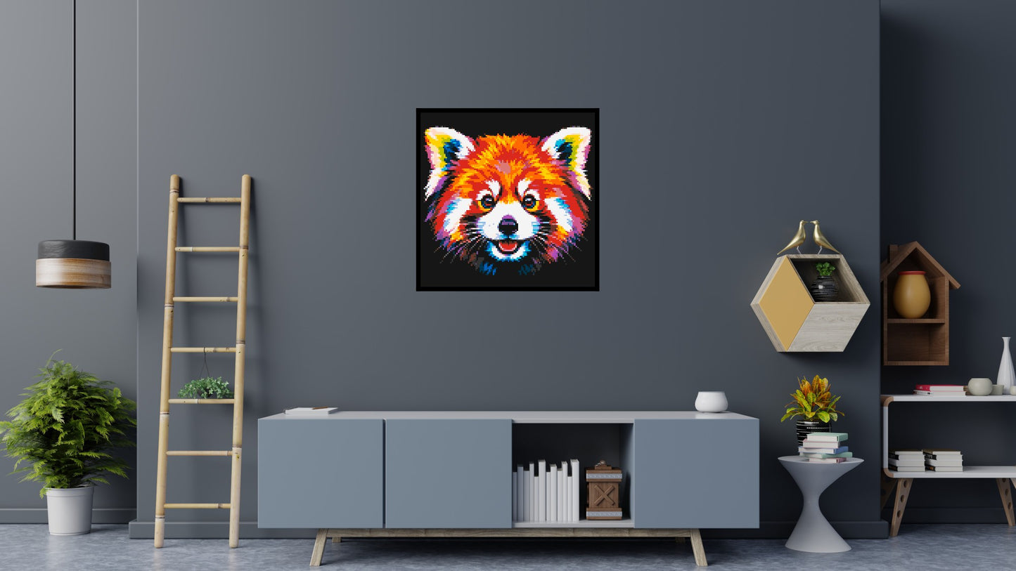 Vibrant Red Panda Face Pop Art - Brick Art Mosaic Kit 5x5 large