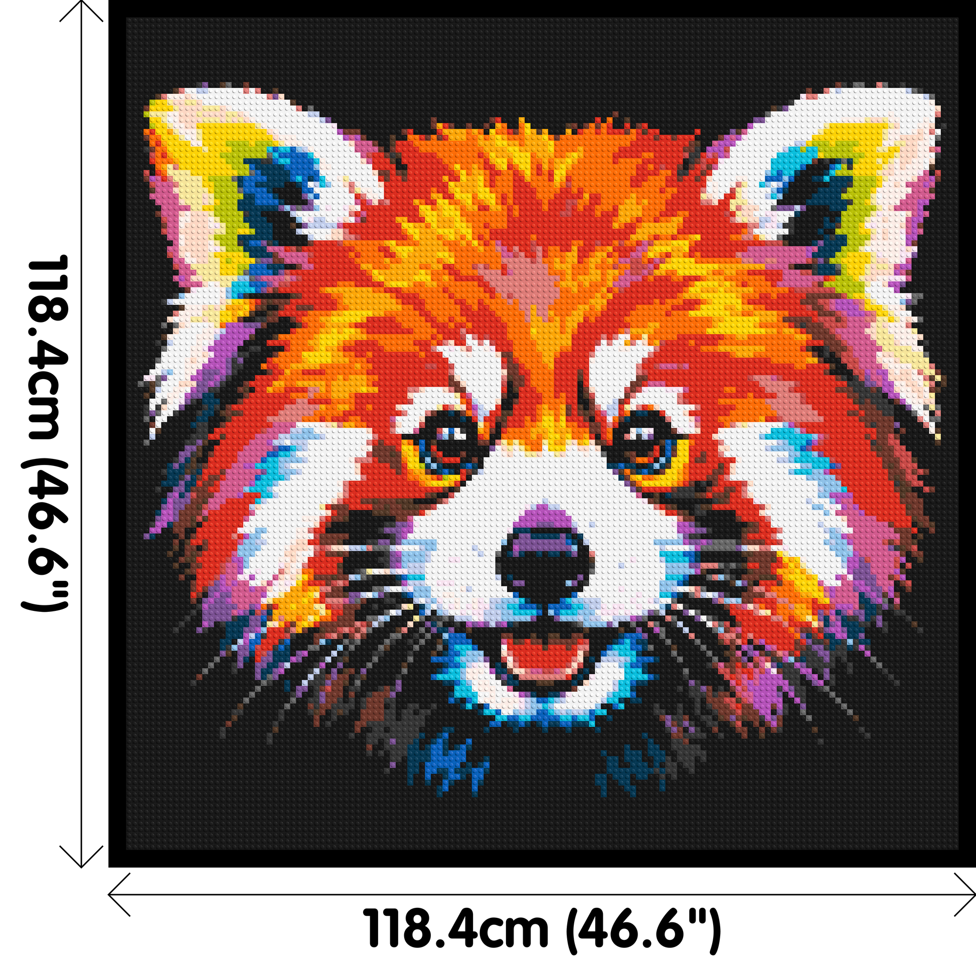 Vibrant Red Panda Face Pop Art - Brick Art Mosaic Kit 6x6 dimensions with frame