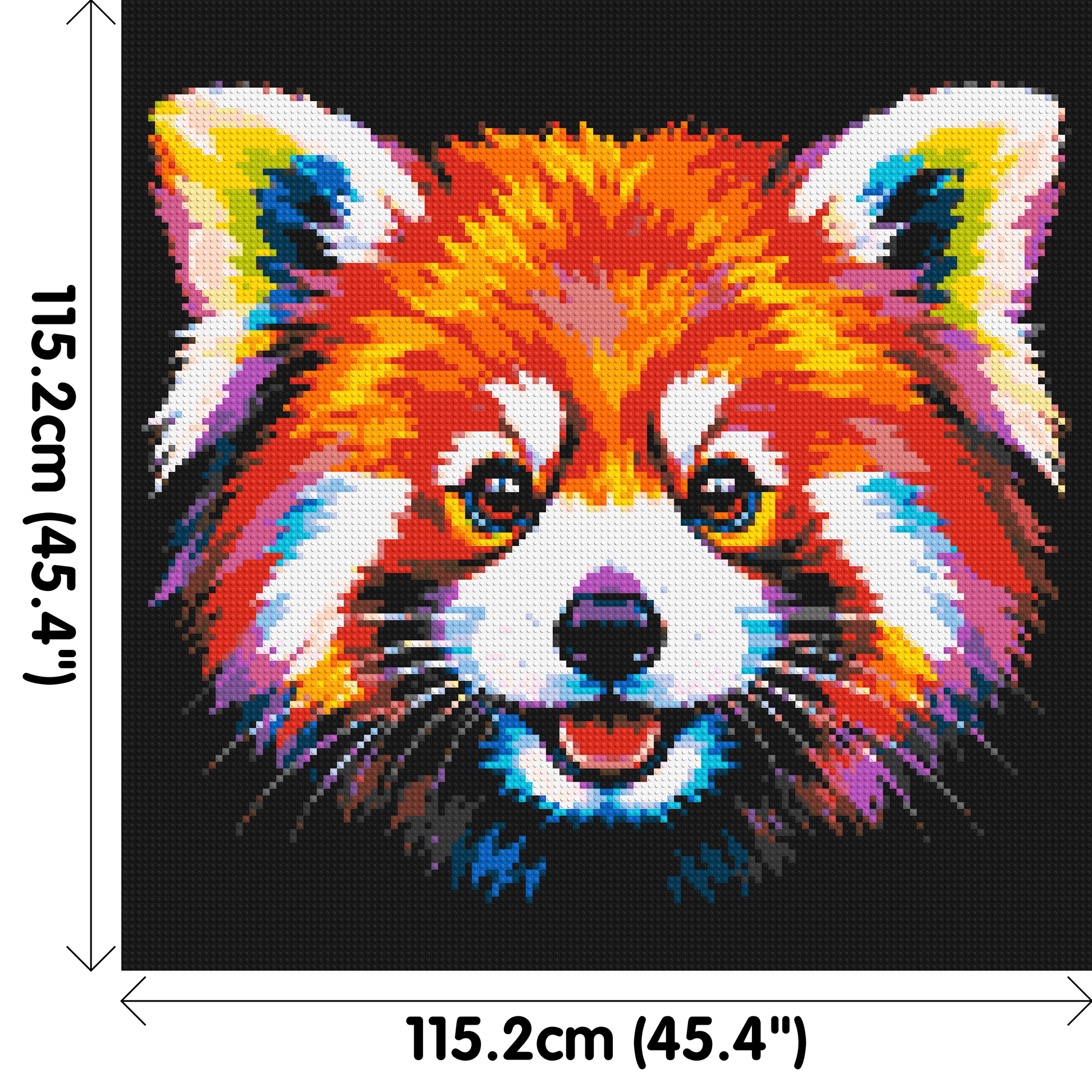 Vibrant Red Panda Face Pop Art - Brick Art Mosaic Kit 6x6 dimensions