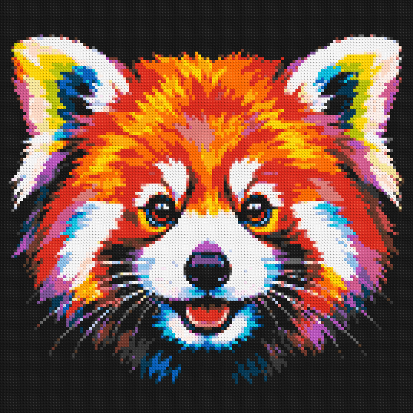 Vibrant Red Panda Face Pop Art - Brick Art Mosaic Kit 6x6 large