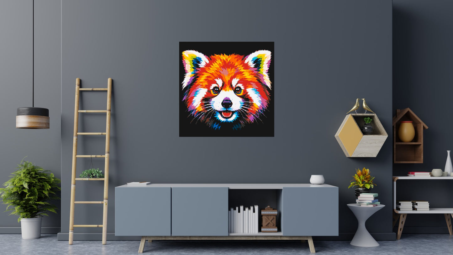 Vibrant Red Panda Face Pop Art - Brick Art Mosaic Kit 6x6 large
