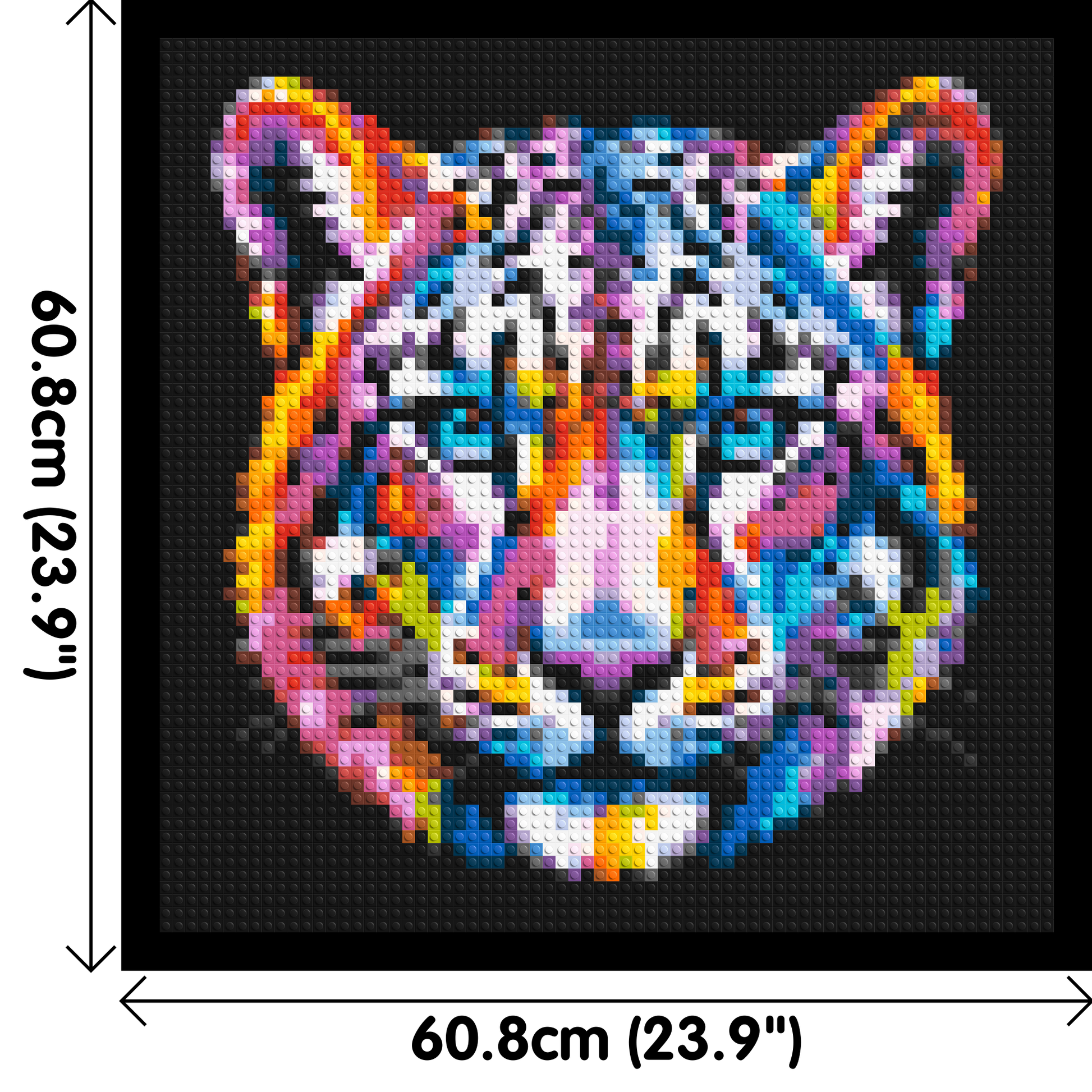 Vibrant Psychedelic Leopard Face Pop Art - Brick Art Mosaic Kit 3x3 dimensions with frame