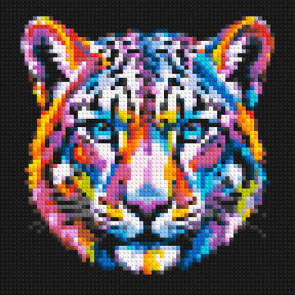 Vibrant Psychedelic Leopard Face Pop Art - Brick Art Mosaic Kit 3x3 large