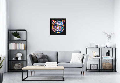 Vibrant Psychedelic Leopard Face Pop Art - Brick Art Mosaic Kit 3x3 large