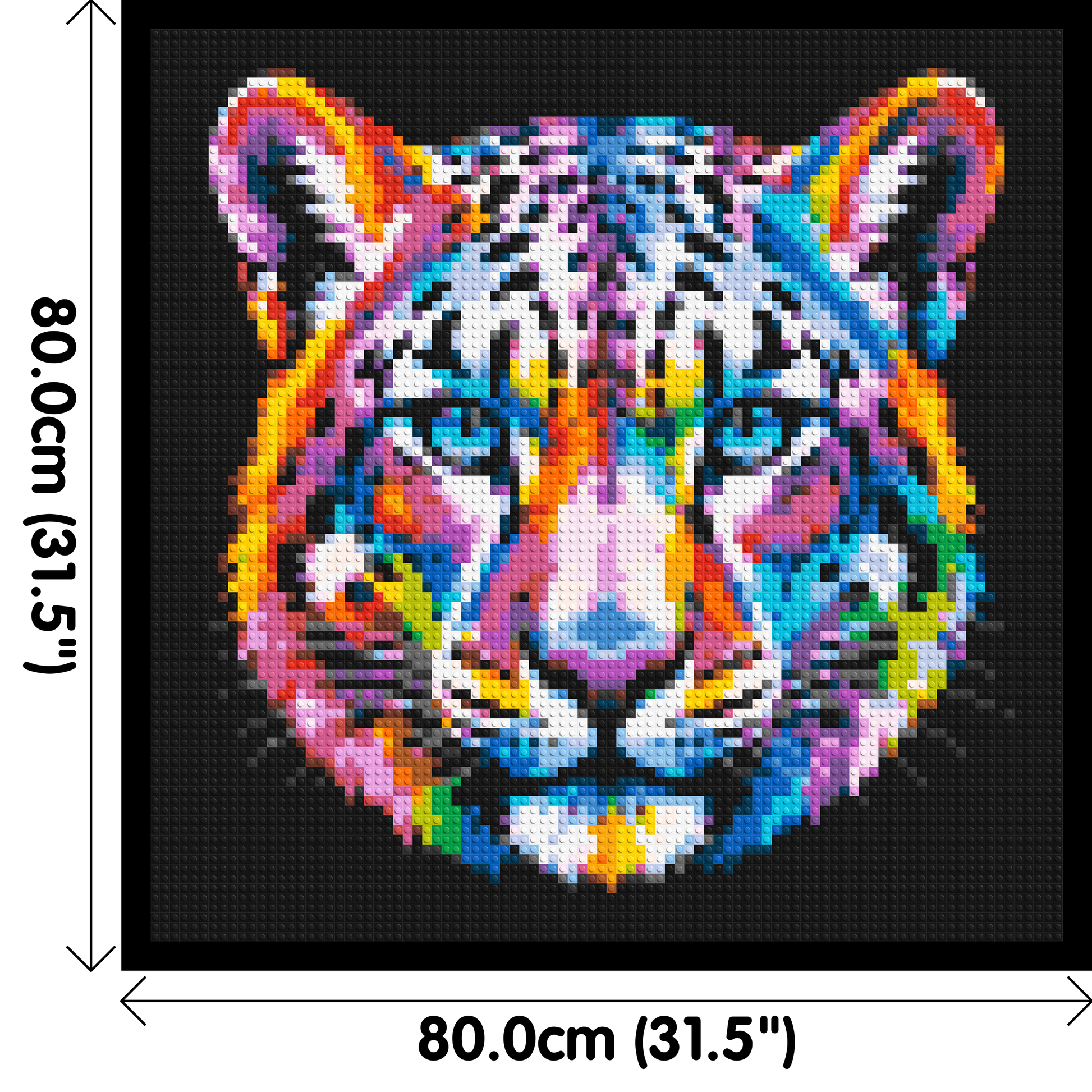 Vibrant Psychedelic Leopard Face Pop Art - Brick Art Mosaic Kit 4x4 dimensions with frame