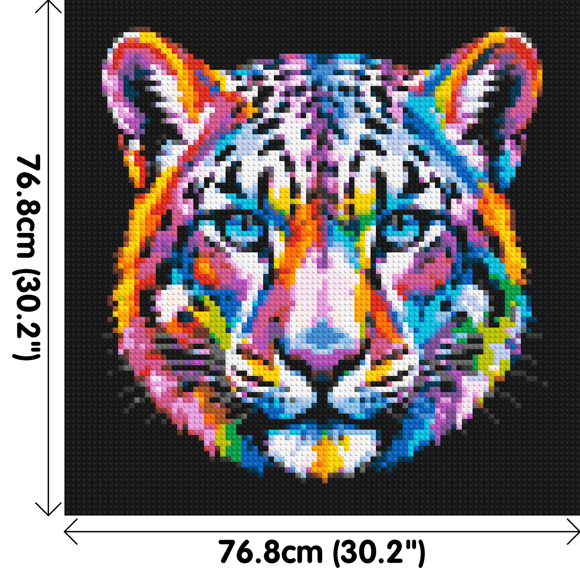 Vibrant Psychedelic Leopard Face Pop Art - Brick Art Mosaic Kit 4x4 dimensions