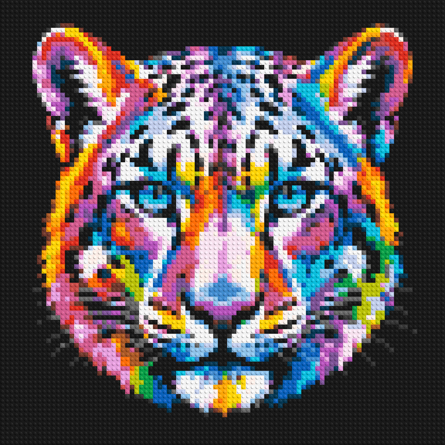 Vibrant Psychedelic Leopard Face Pop Art - Brick Art Mosaic Kit 4x4 large