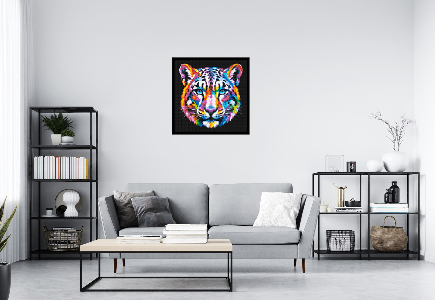 Vibrant Psychedelic Leopard Face Pop Art - Brick Art Mosaic Kit 4x4 large